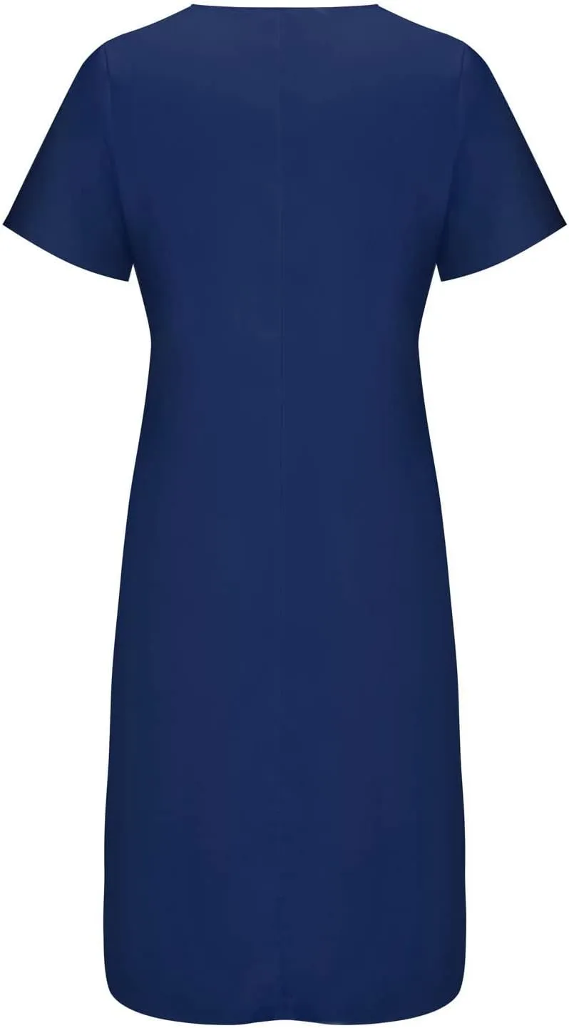 Maxi Dresses for Women 2024 Casual Solid V Neck Shirt Dress Loose Elegant Button Down Half Sleeve Flowy Summer Dress