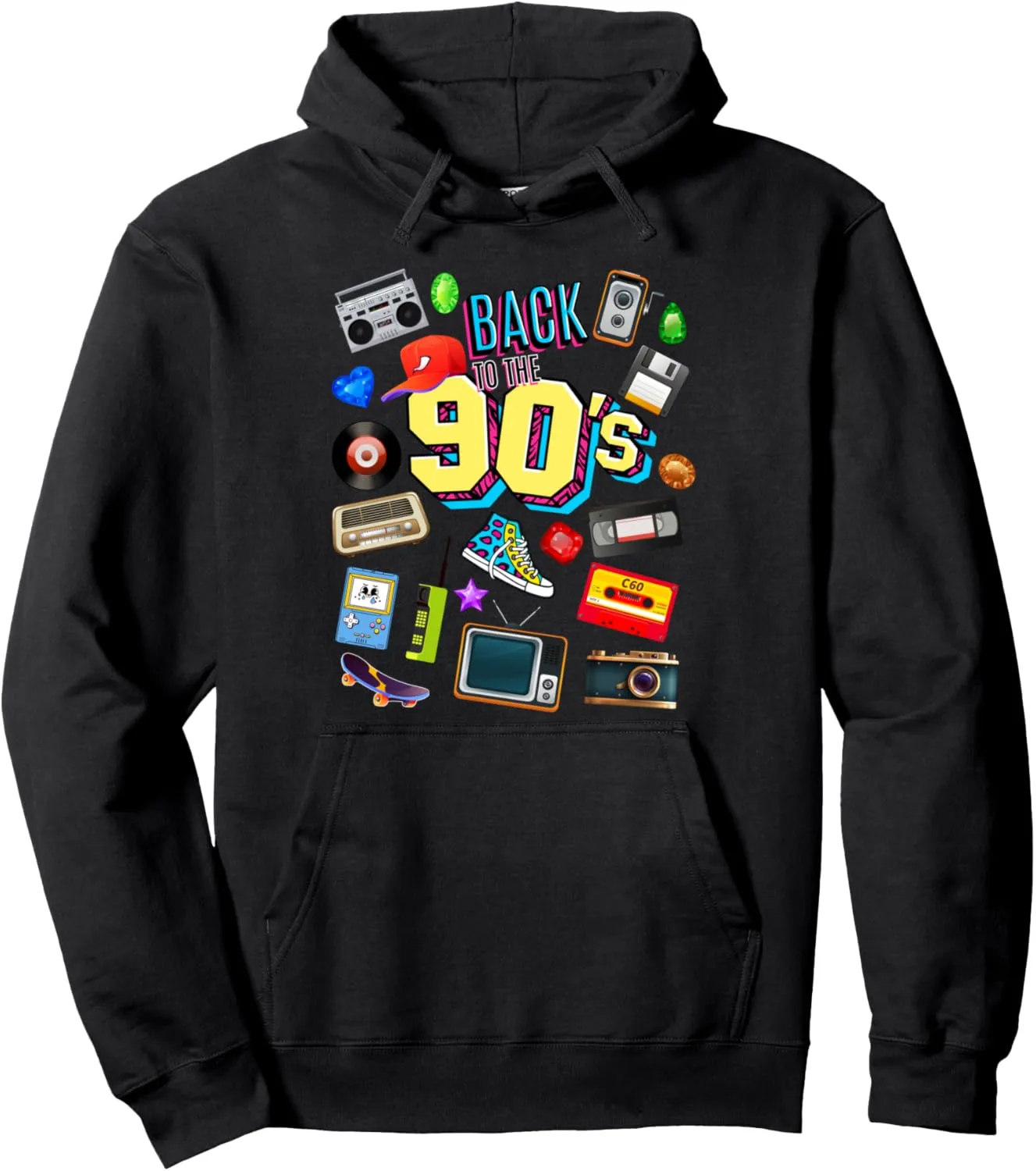 Men's Women's Kids Vintage Retro Back To 90's Graphic Design Pullover Hoodie