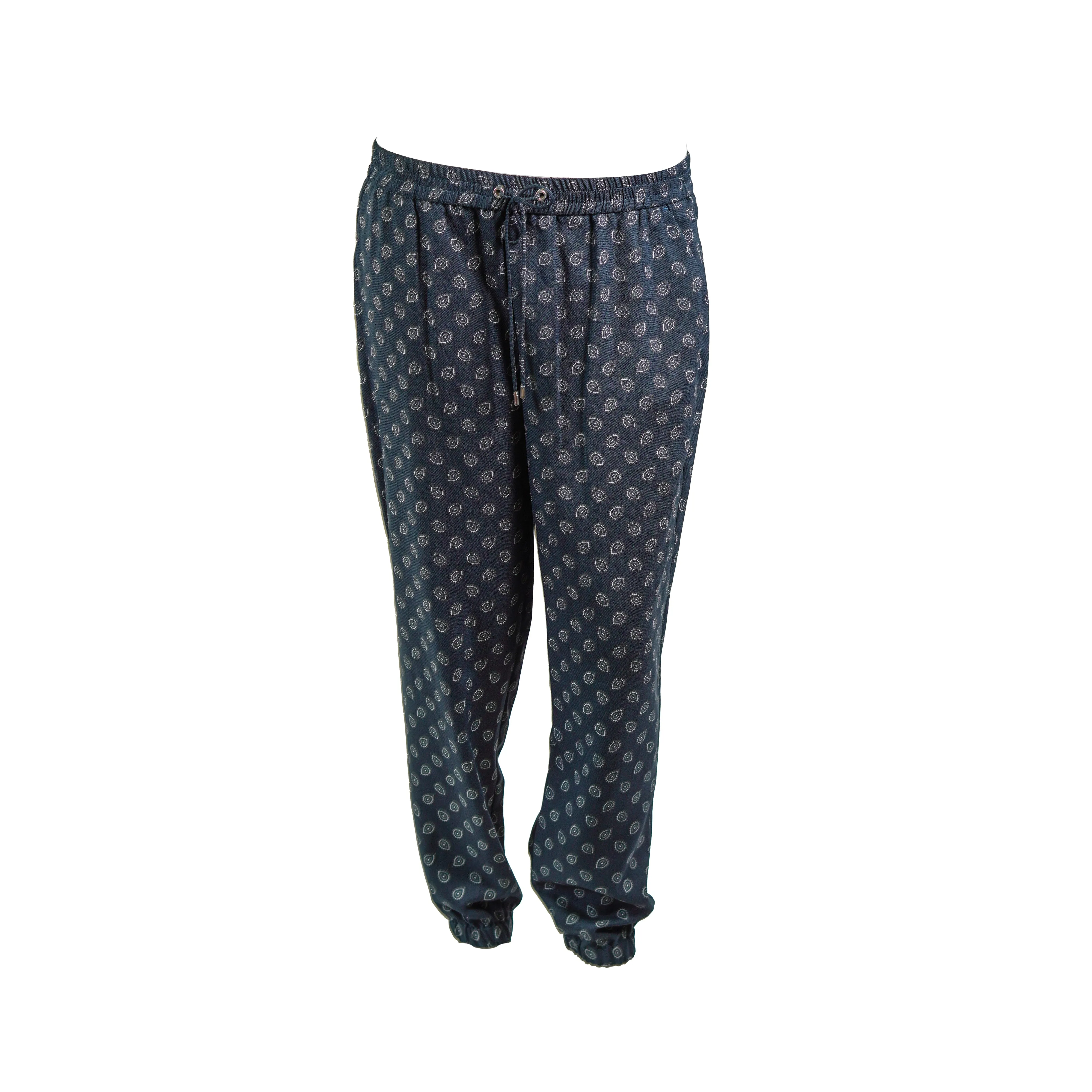 Michael Kors Women's Elastic Waist Printed Soft Pants Blue Size Large