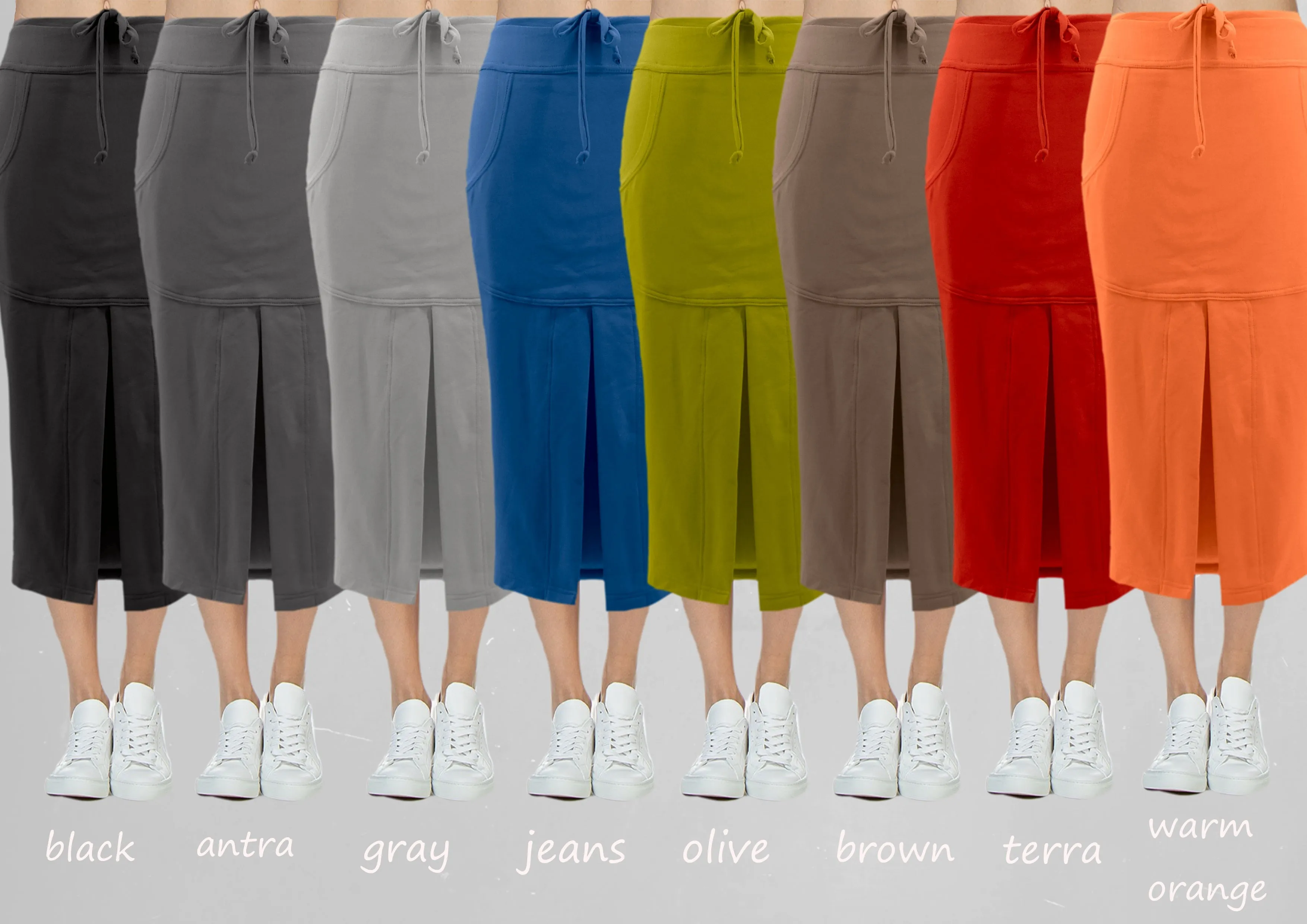 Midi rok van soft sweat bio katoen / Midi skirt made of soft sweat organic cotton