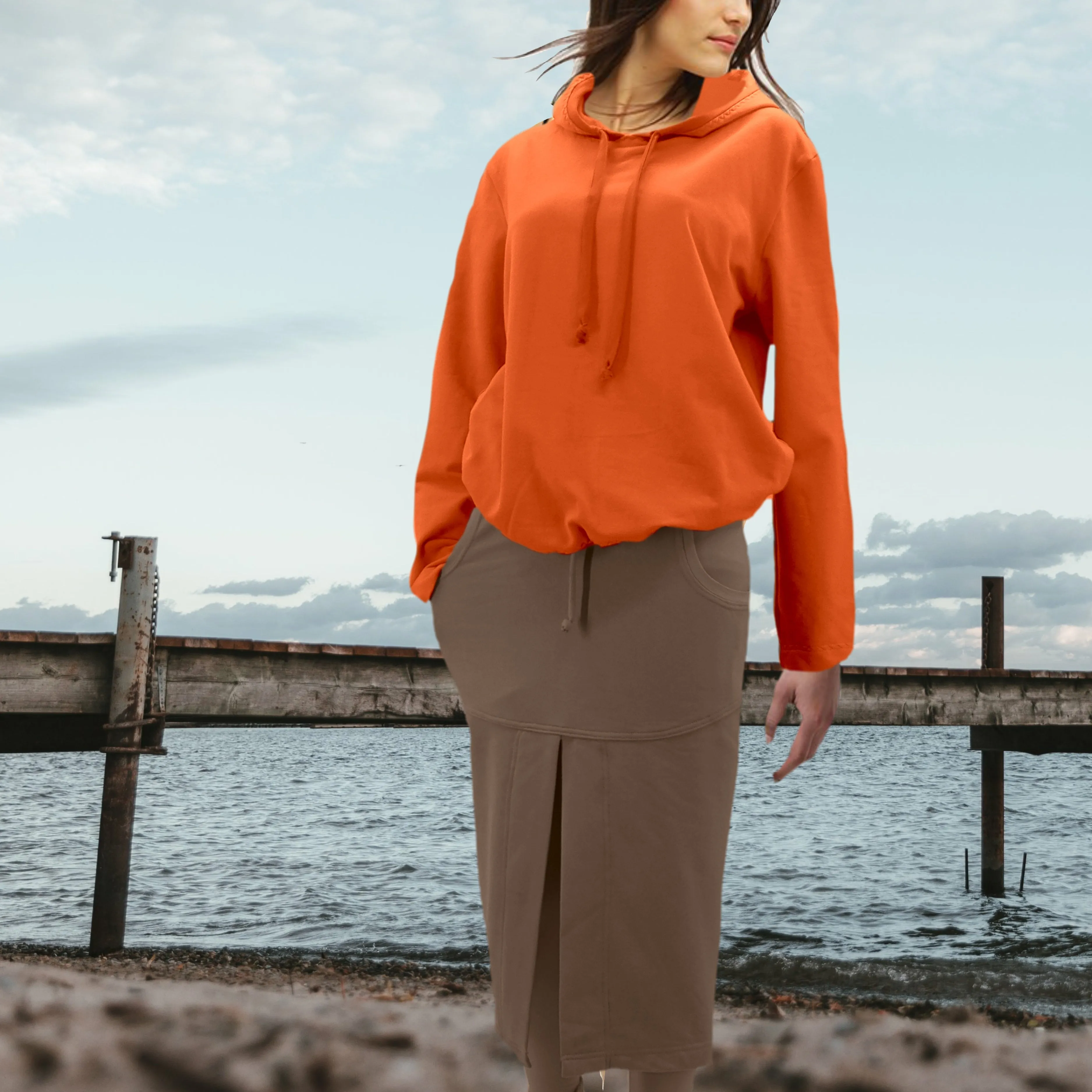 Midi rok van soft sweat bio katoen / Midi skirt made of soft sweat organic cotton