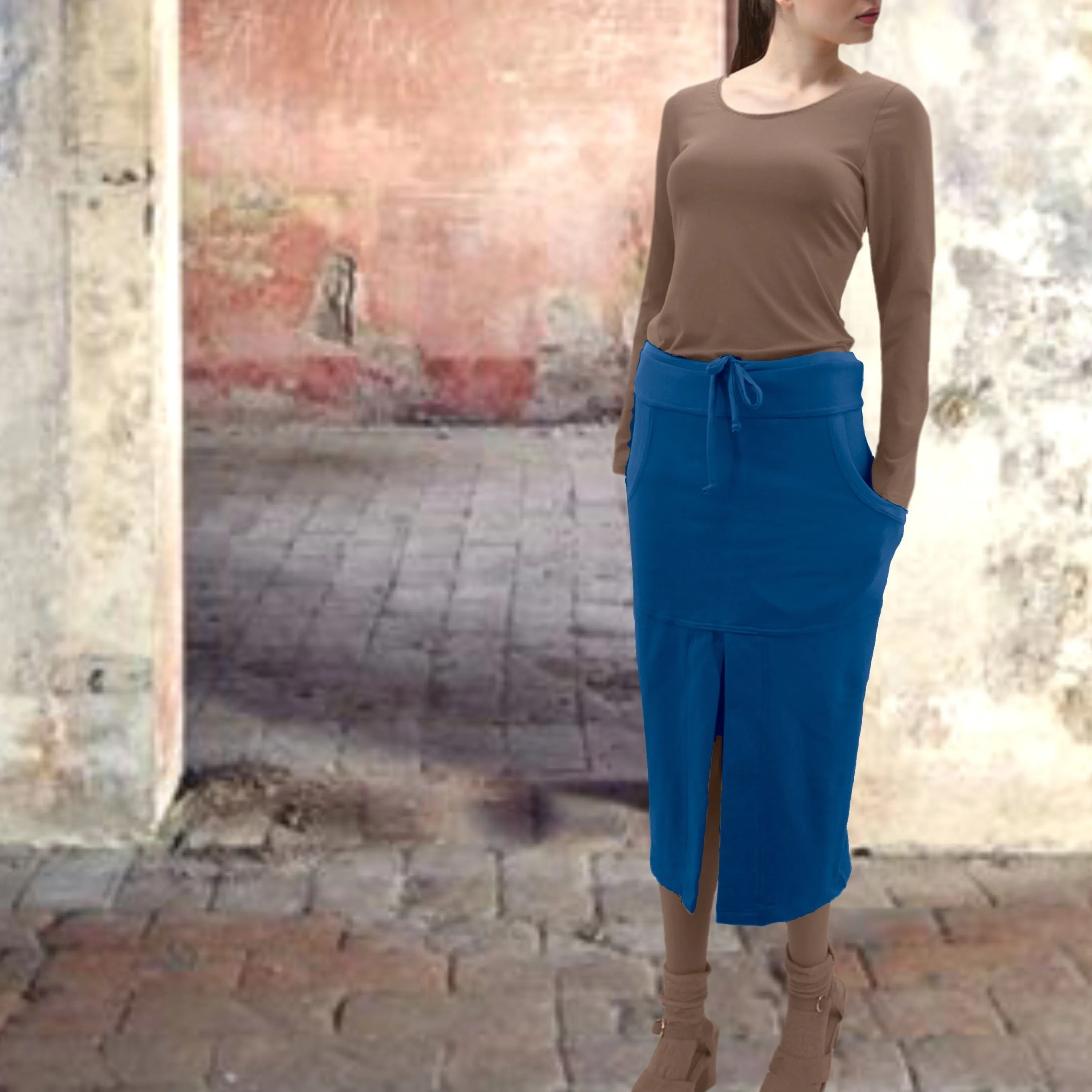 Midi rok van soft sweat bio katoen / Midi skirt made of soft sweat organic cotton