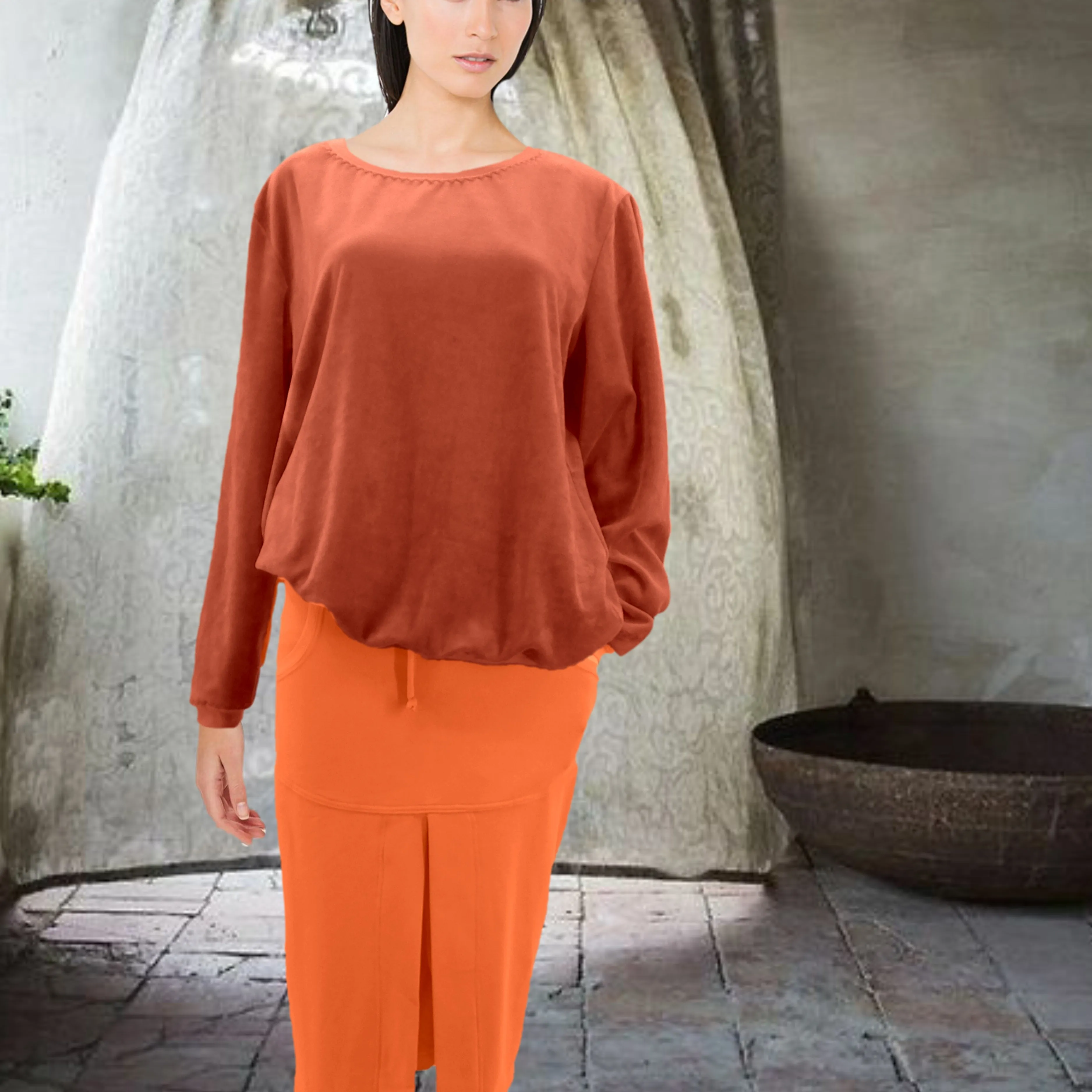 Midi rok van soft sweat bio katoen / Midi skirt made of soft sweat organic cotton