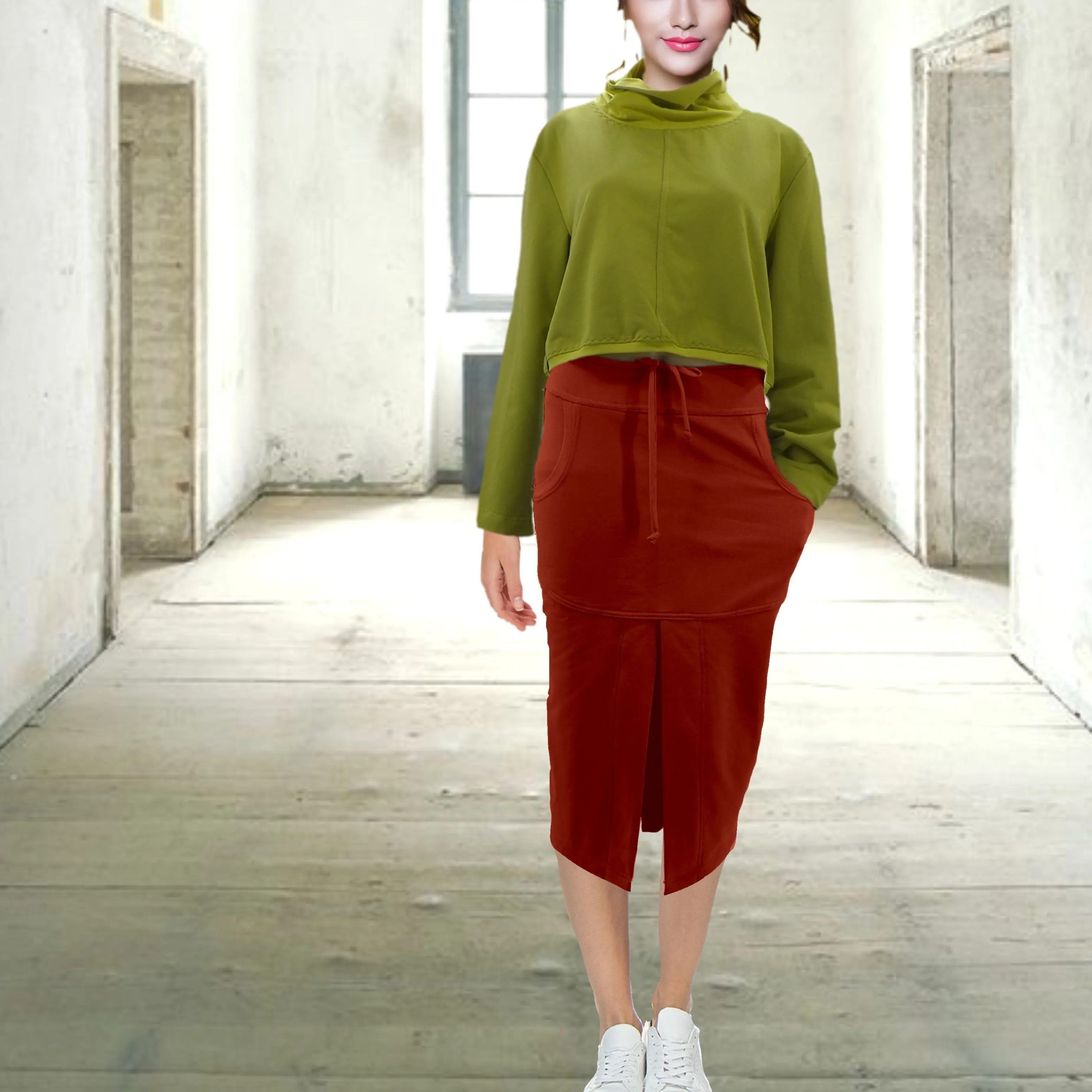 Midi rok van soft sweat bio katoen / Midi skirt made of soft sweat organic cotton