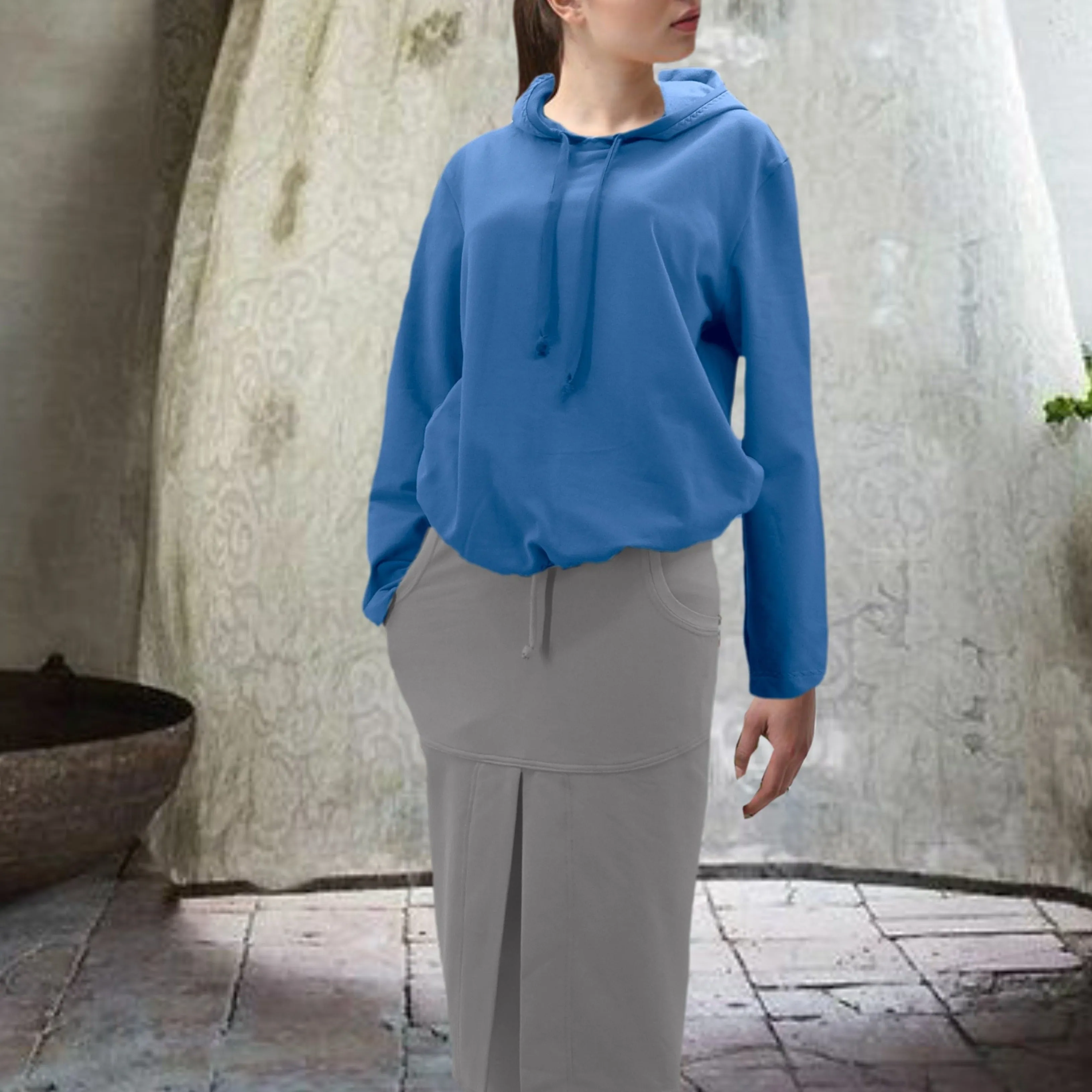 Midi rok van soft sweat bio katoen / Midi skirt made of soft sweat organic cotton