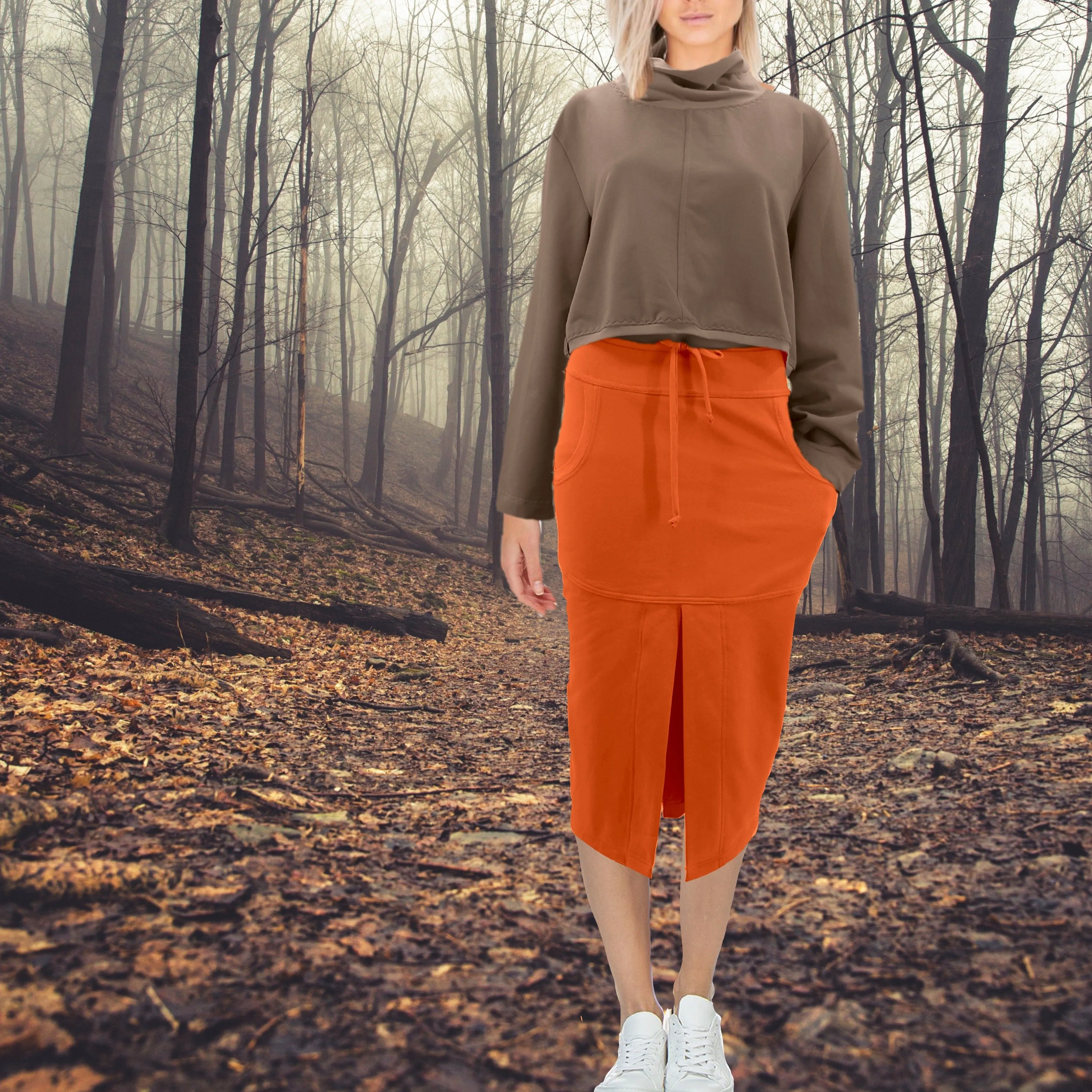 Midi rok van soft sweat bio katoen / Midi skirt made of soft sweat organic cotton