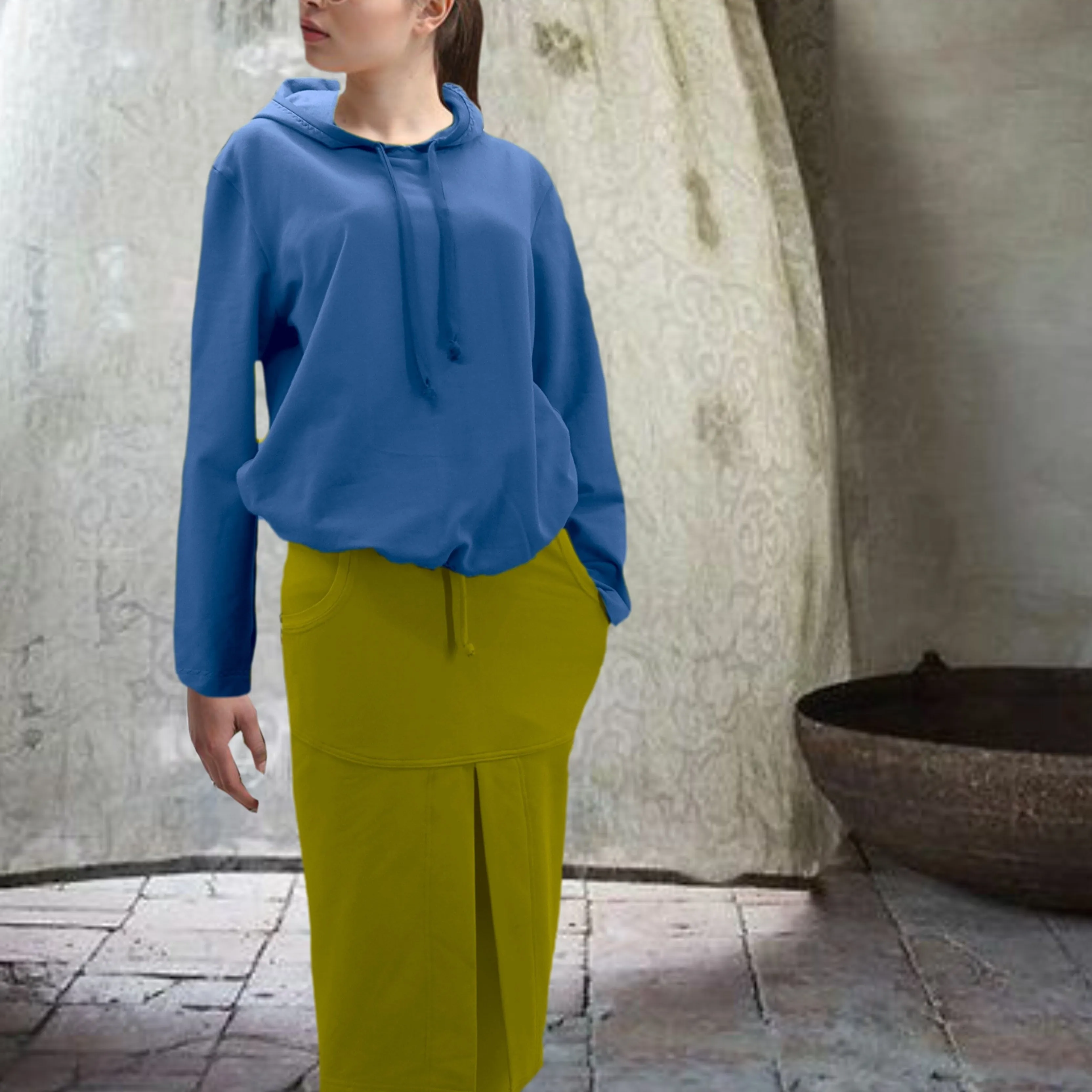 Midi rok van soft sweat bio katoen / Midi skirt made of soft sweat organic cotton