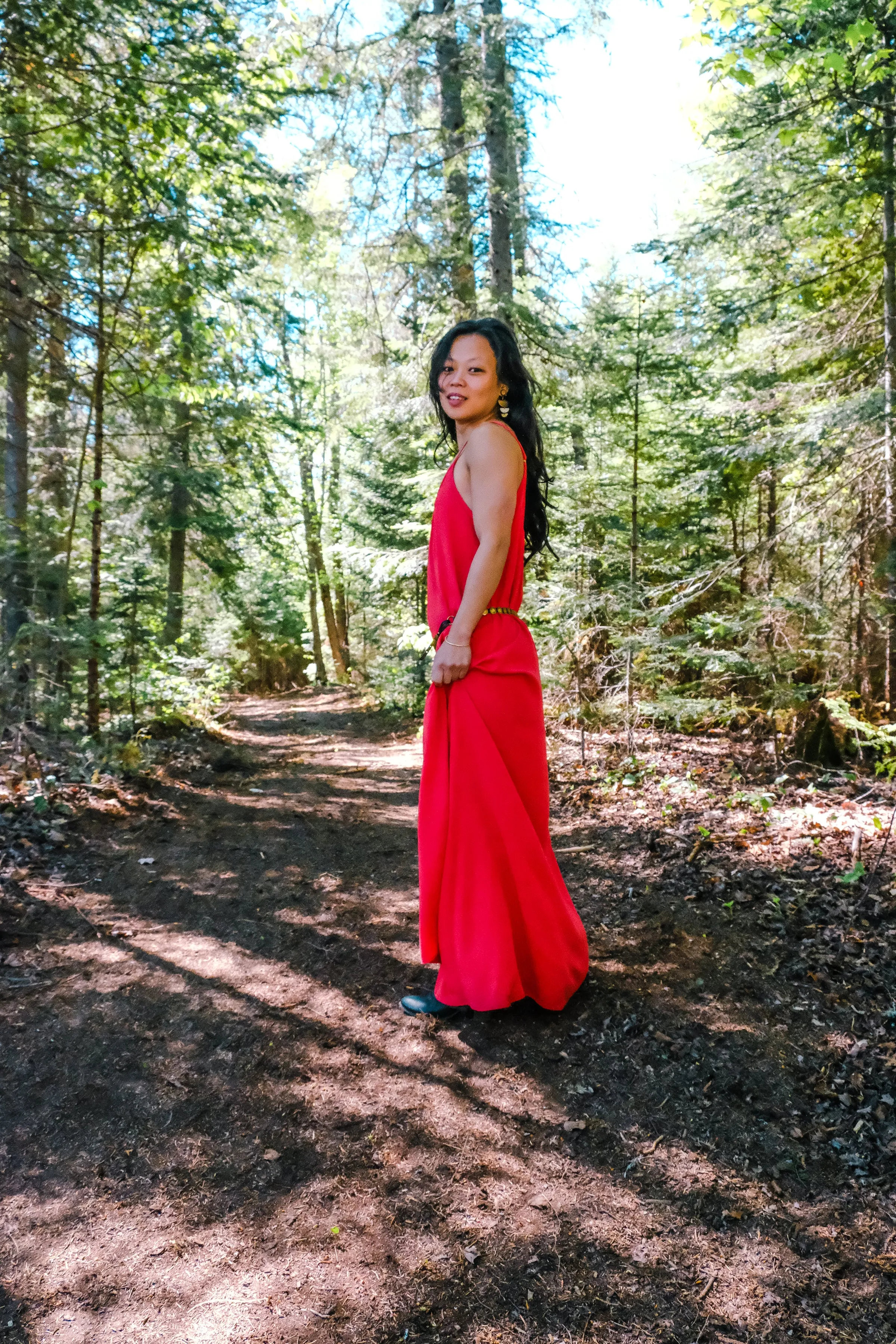 Mirissa Trapeze Dress // Coral Red