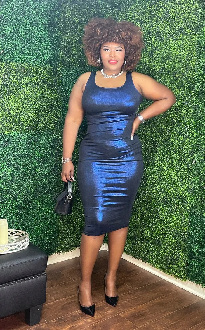 NAOMI Foiled Tank Midi Dress