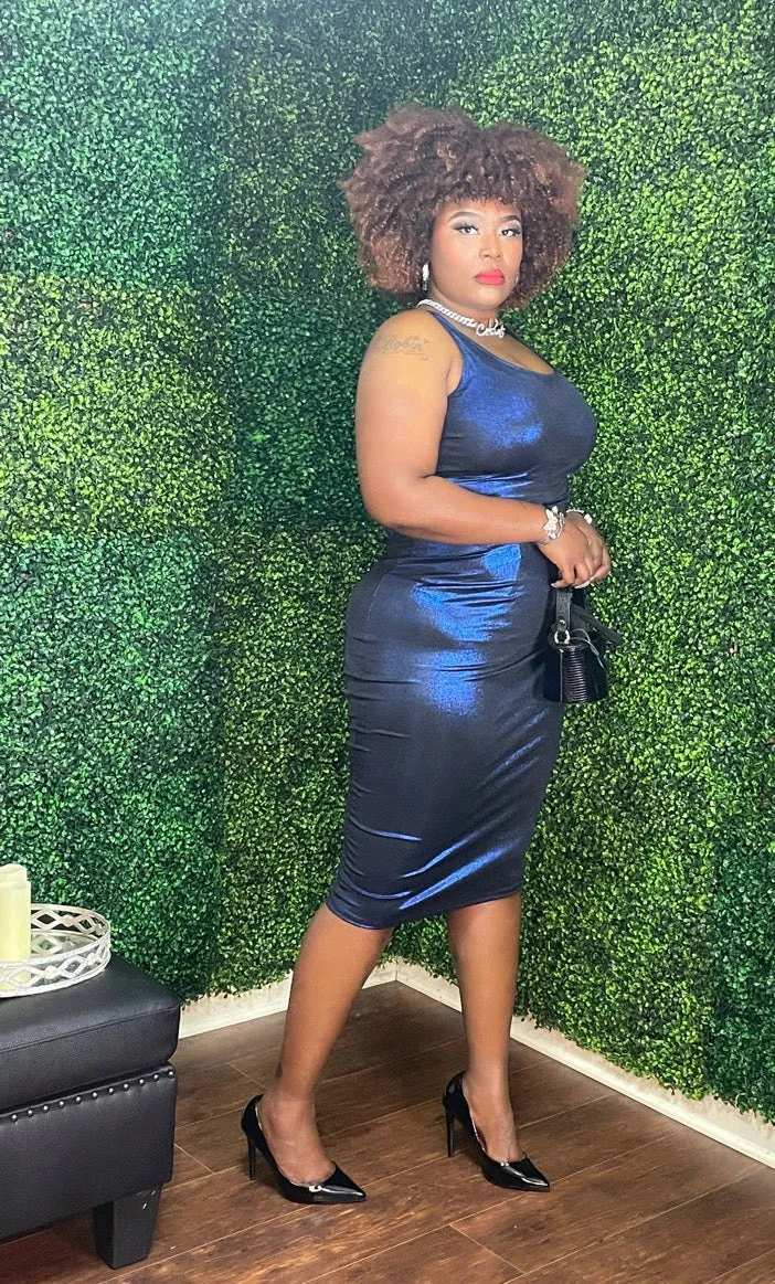 NAOMI Foiled Tank Midi Dress