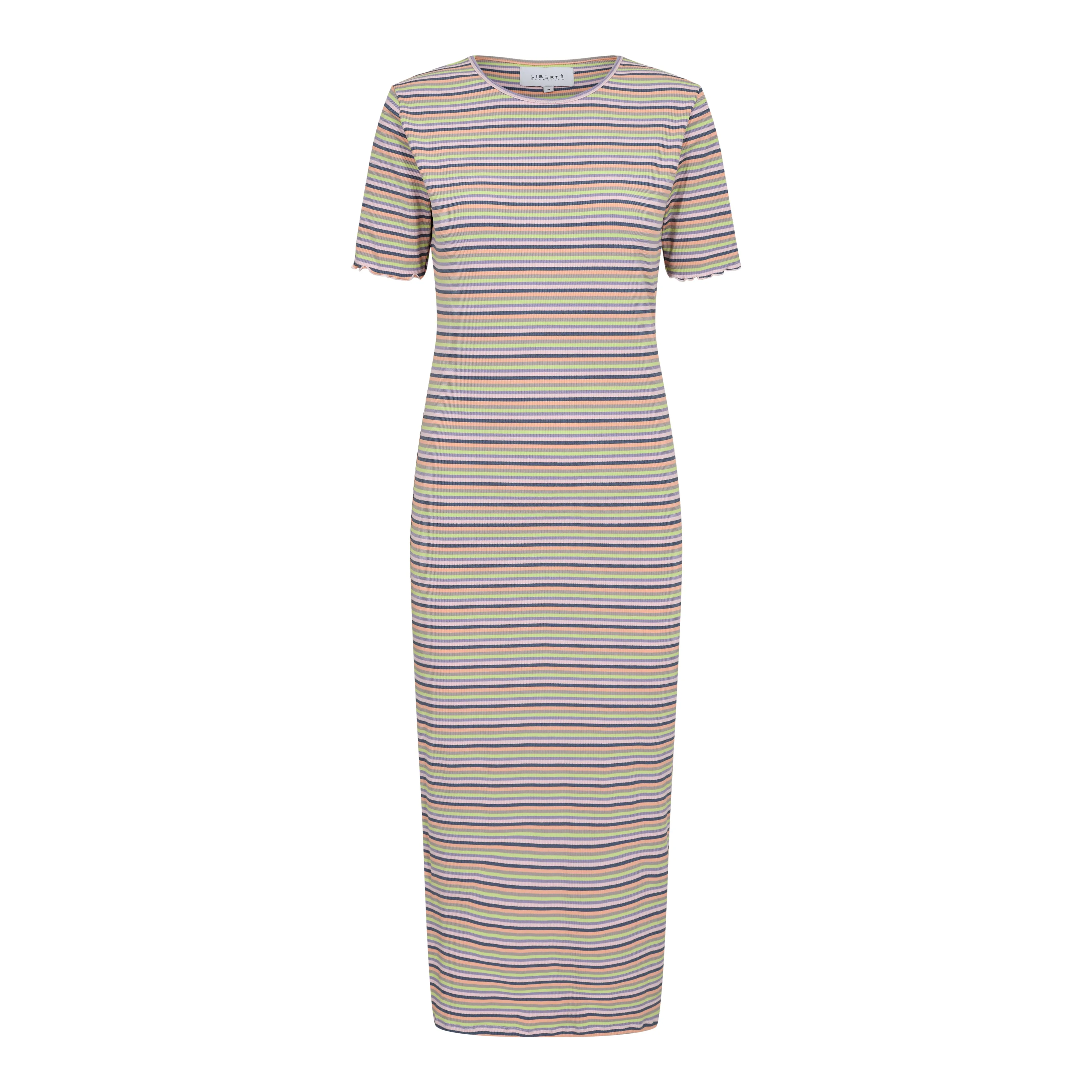 NATALIA-SS-DRESS - MULTI GREY STRIPE