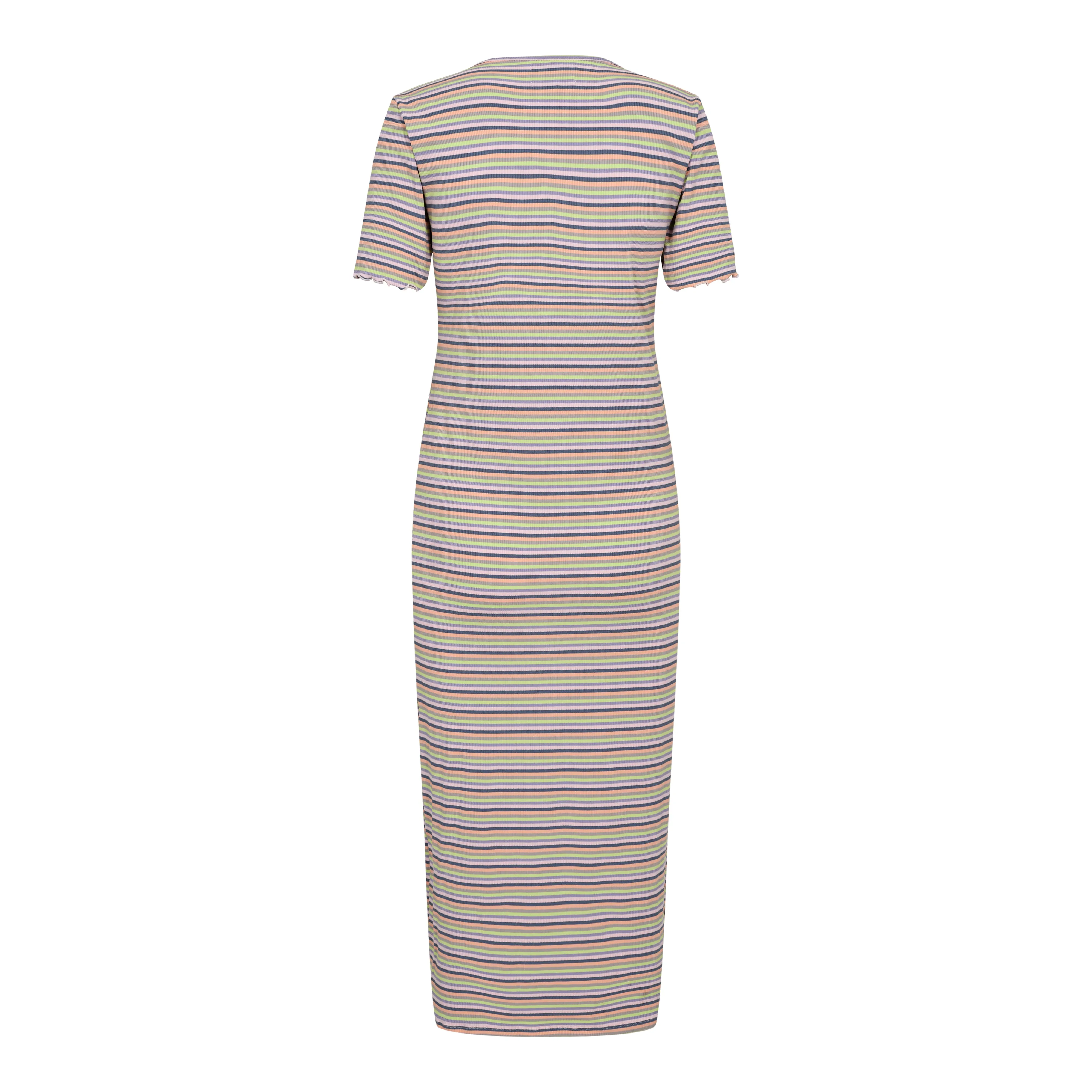 NATALIA-SS-DRESS - MULTI GREY STRIPE