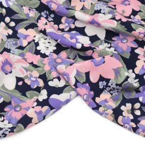 Playful Petals Rayon Challis - Pale Pink/Lilac/Navy
