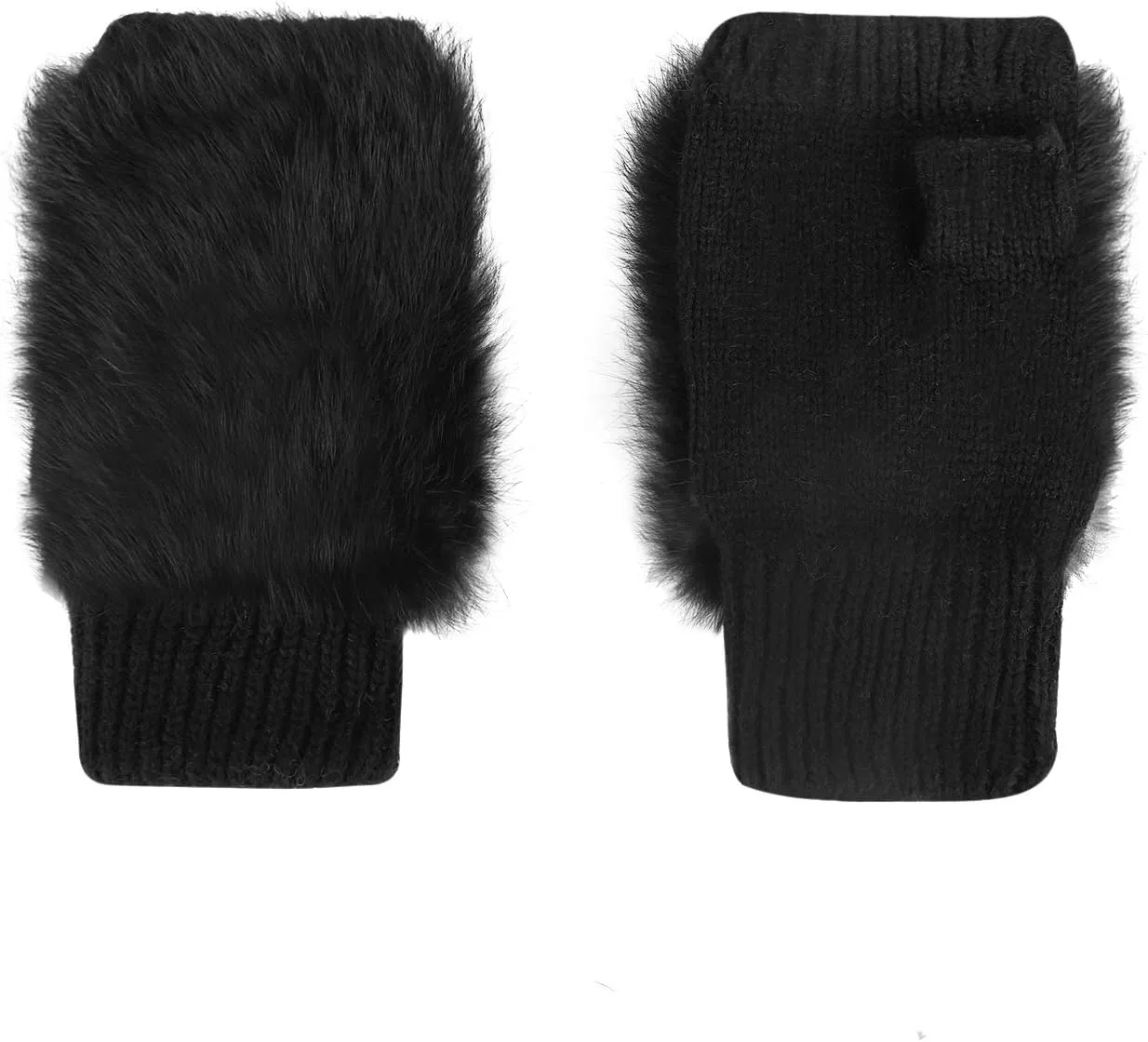 PURFUN Winter Chic Beads Knitted Gloves Driving Writing Typing Short Fingerless Mitten