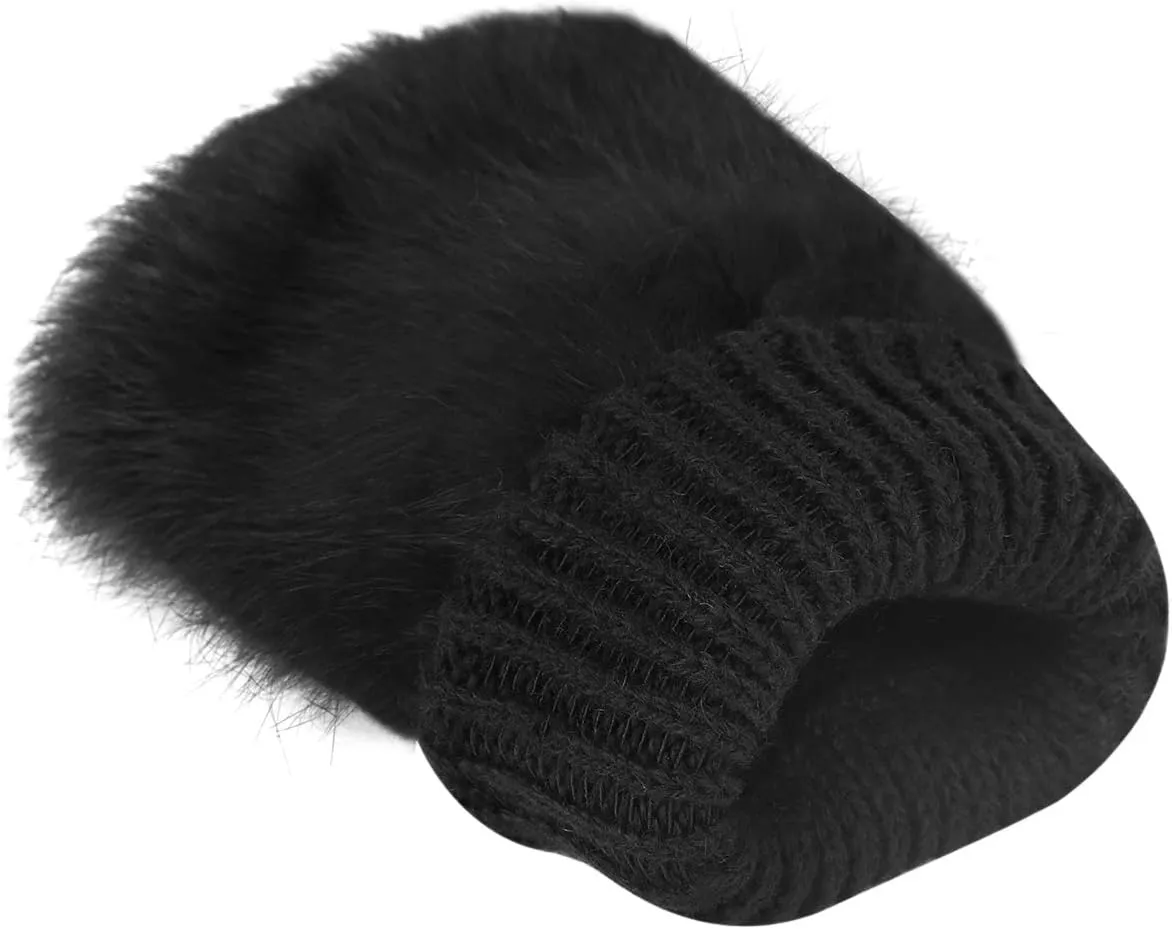 PURFUN Winter Chic Beads Knitted Gloves Driving Writing Typing Short Fingerless Mitten