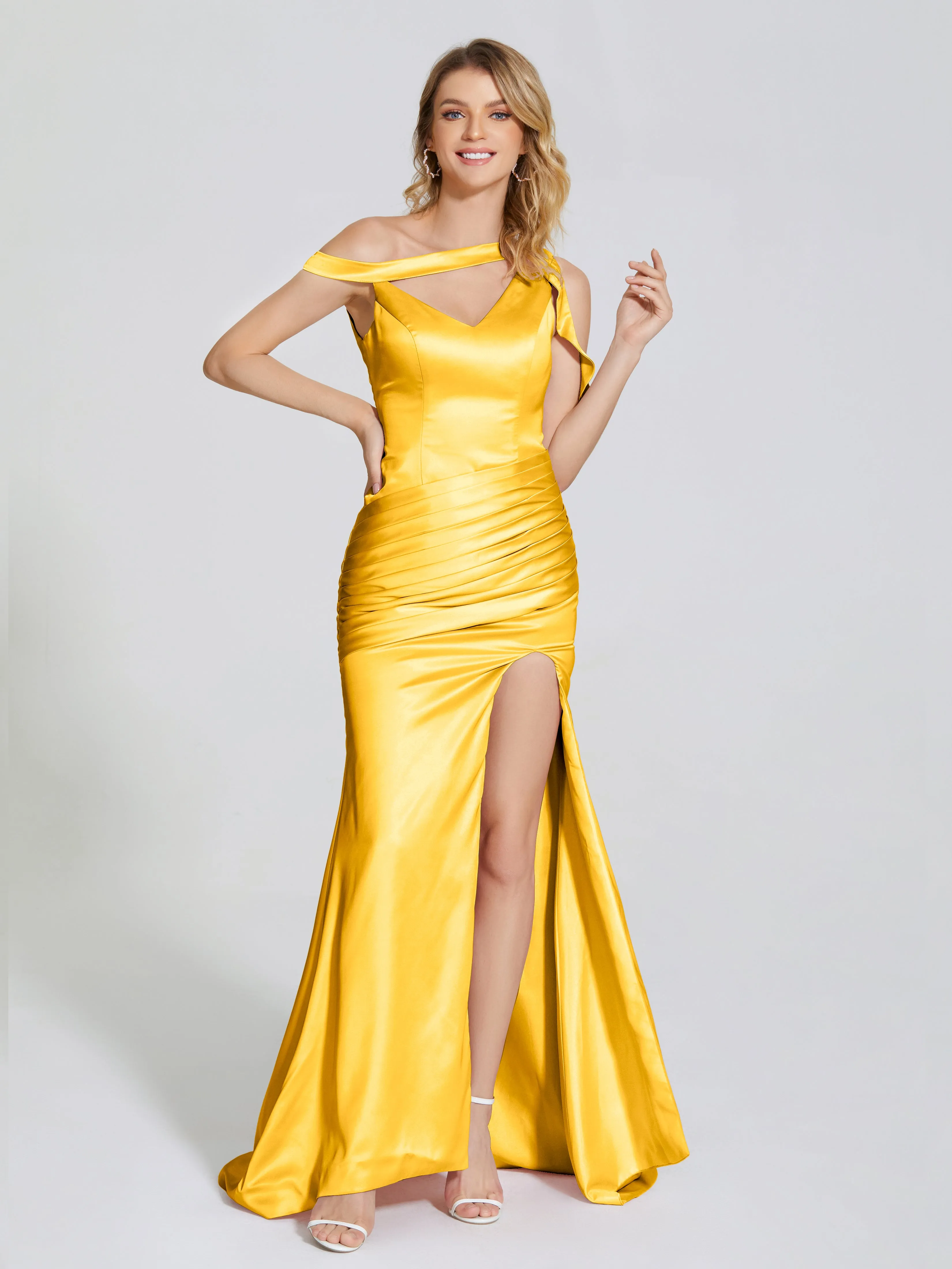 Rosalie Split Soft Satin Bridesmaid Dresses