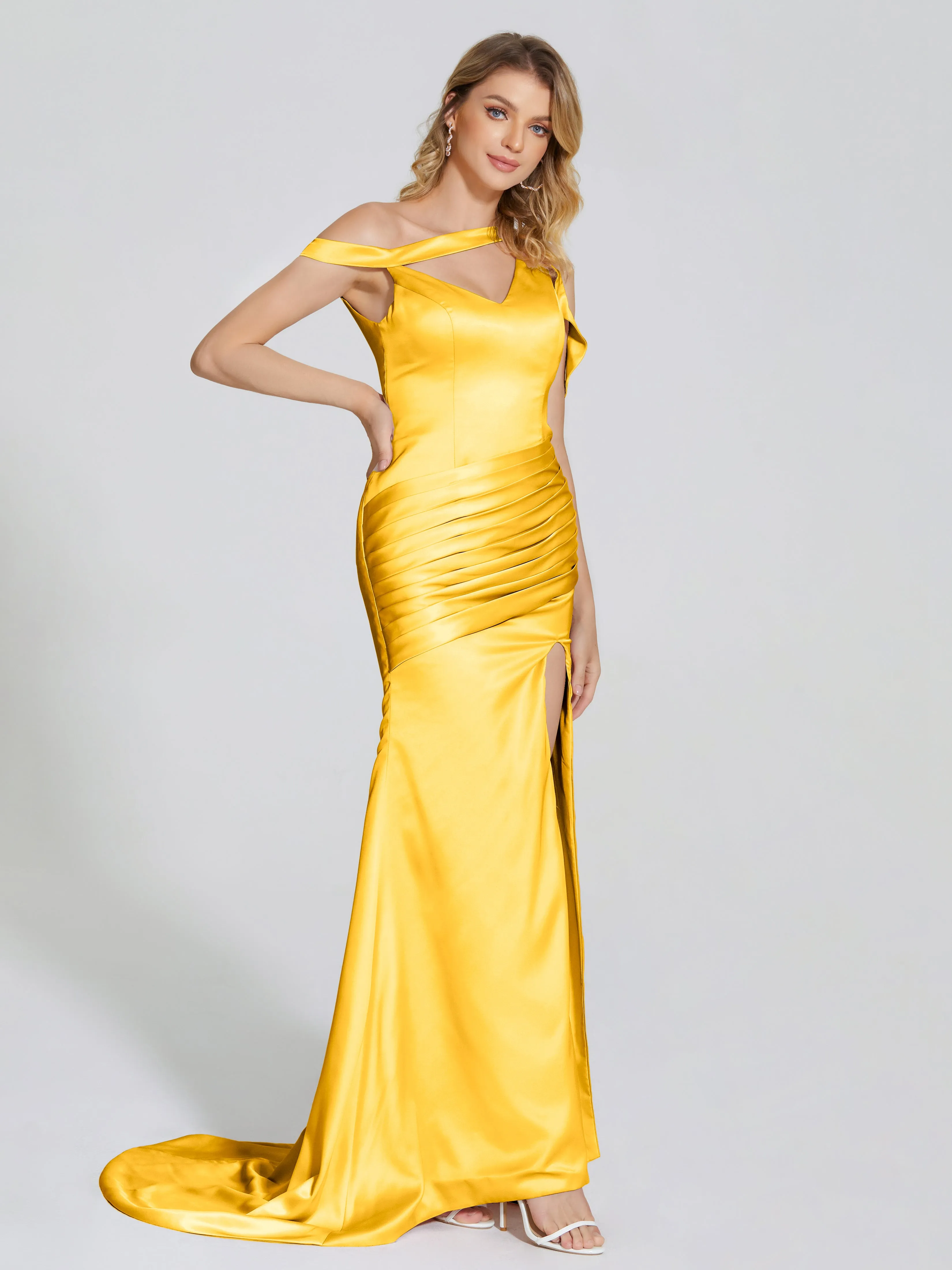 Rosalie Split Soft Satin Bridesmaid Dresses