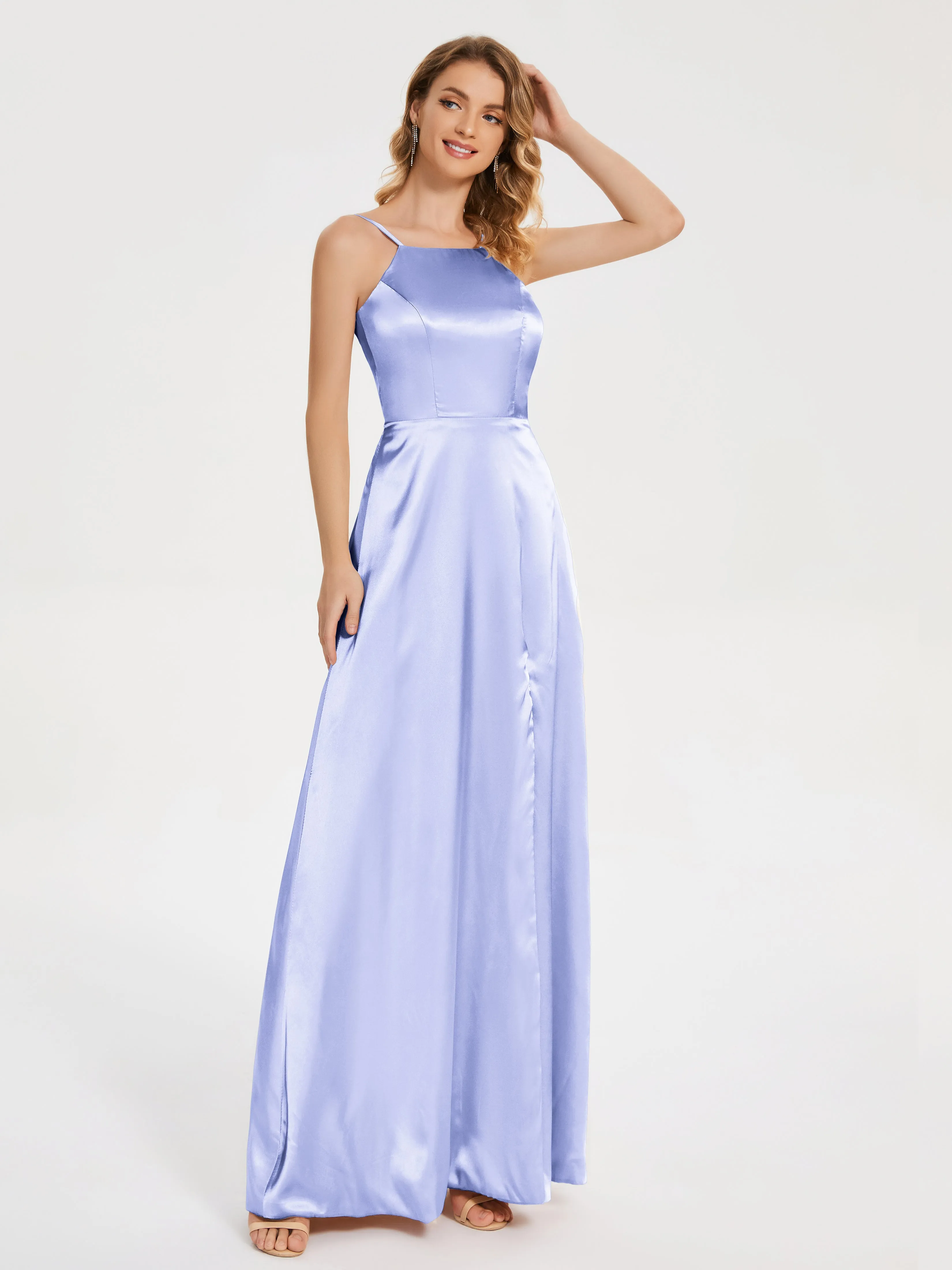 Split Soft Satin Party Dresses