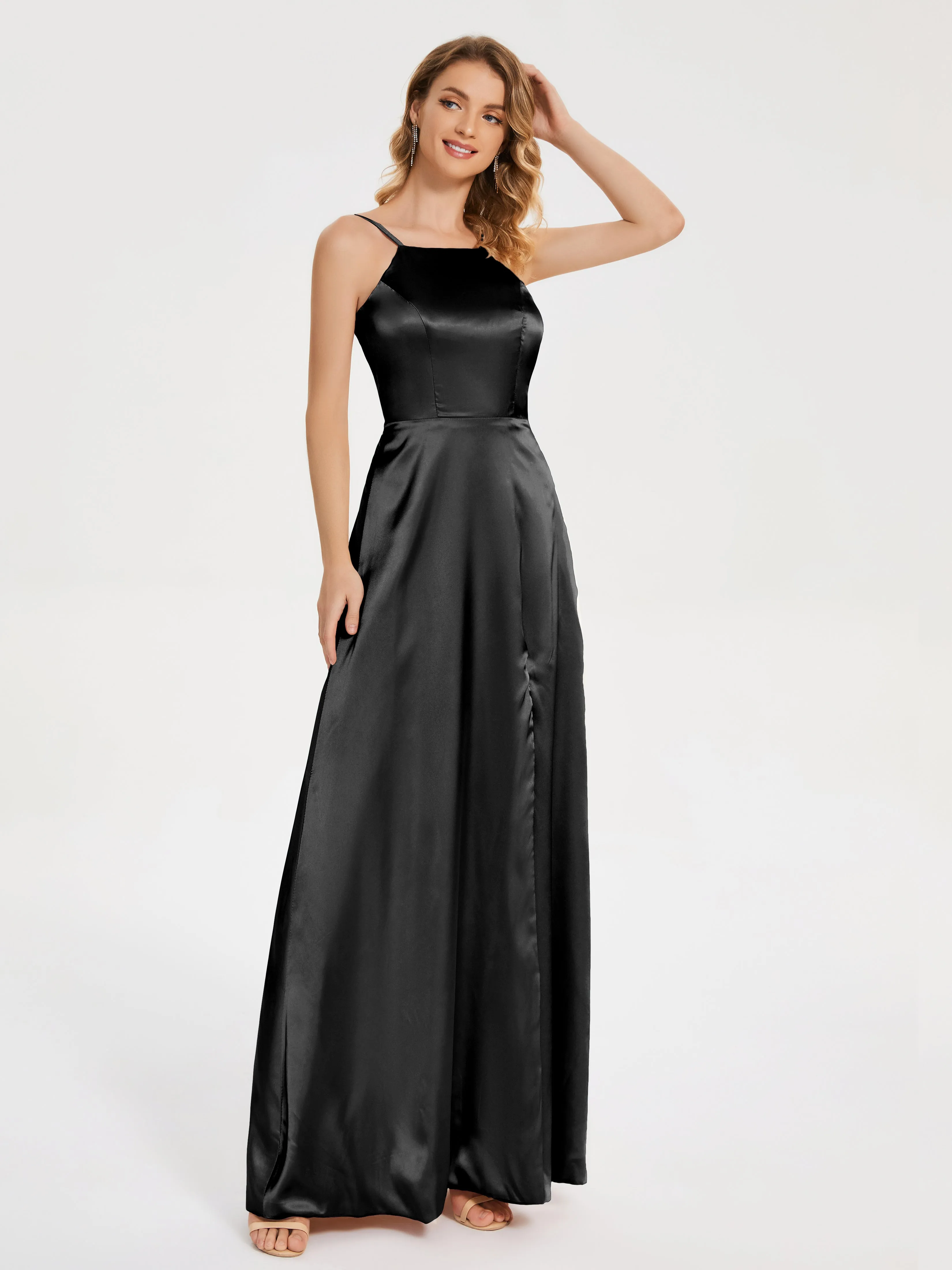 Split Soft Satin Party Dresses