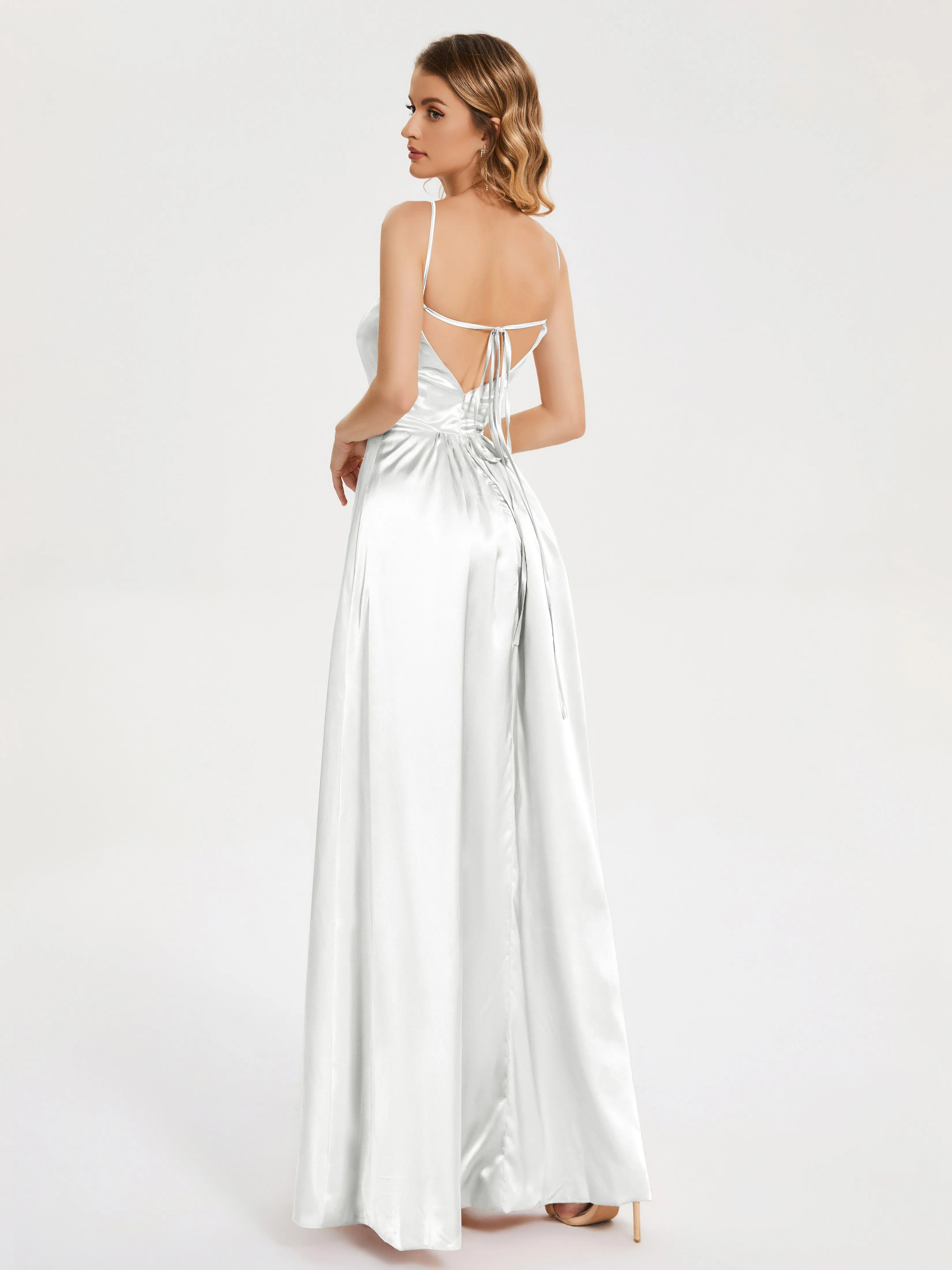 Split Soft Satin Party Dresses