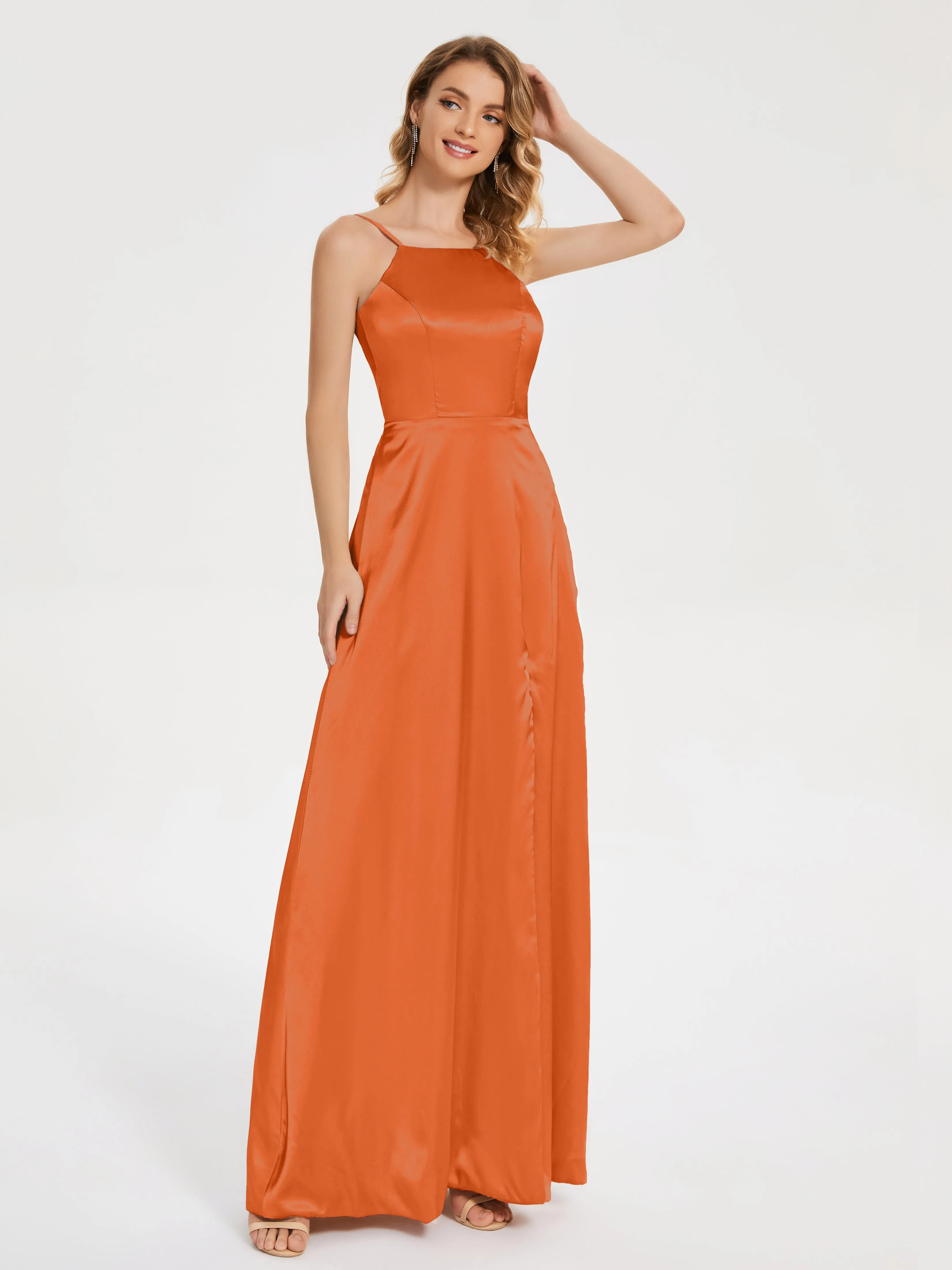 Split Soft Satin Party Dresses