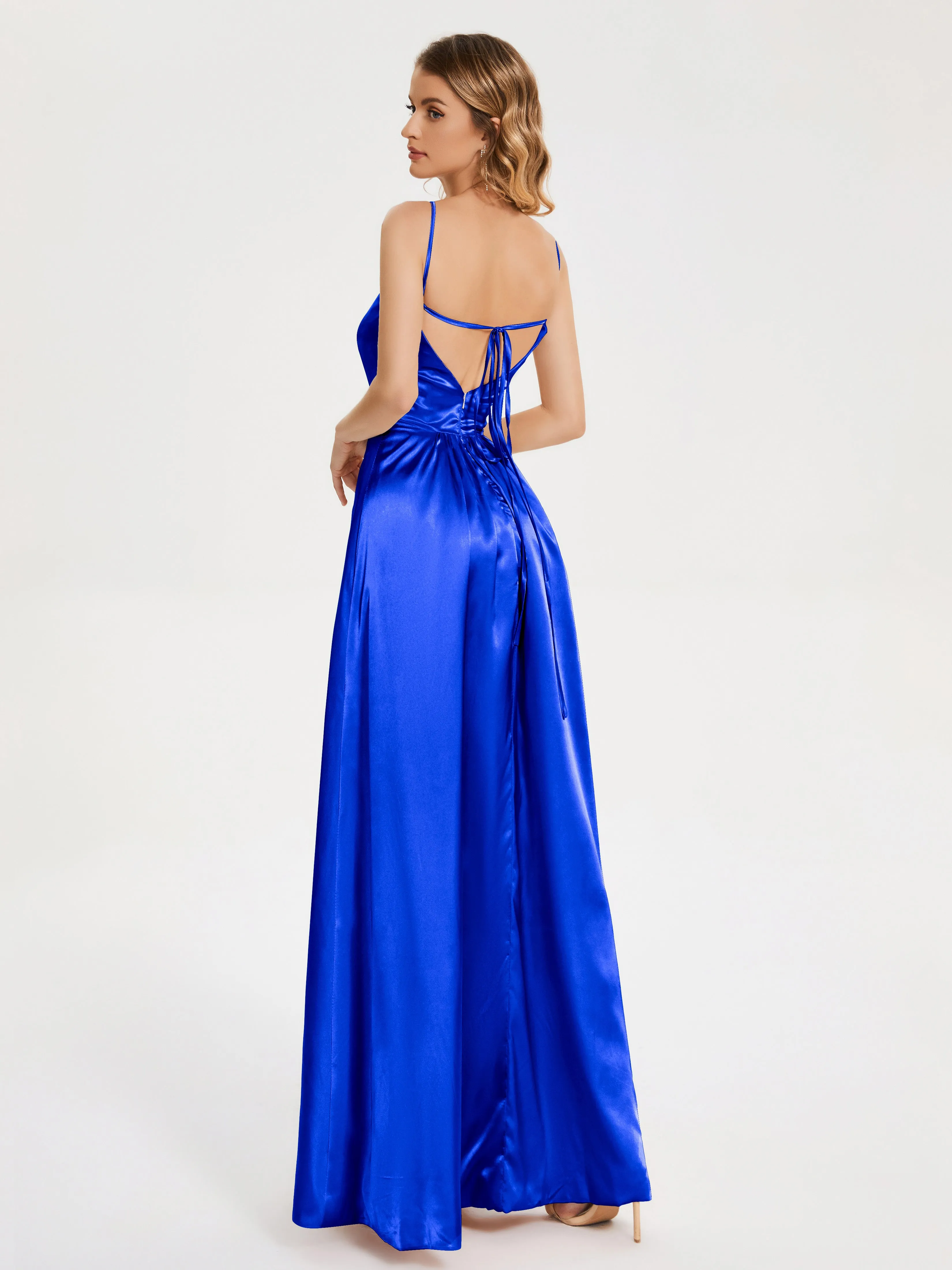 Split Soft Satin Party Dresses