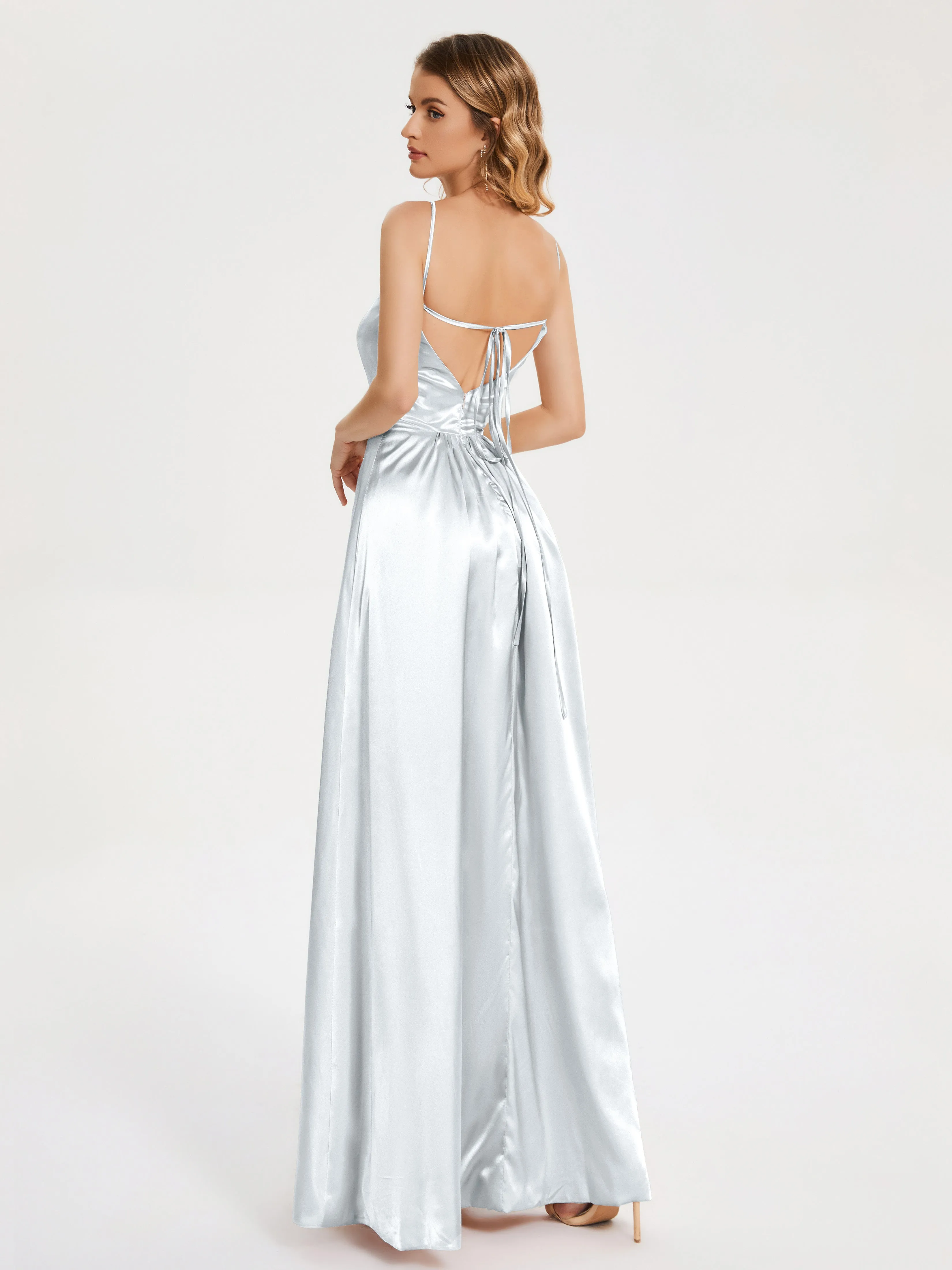 Split Soft Satin Party Dresses