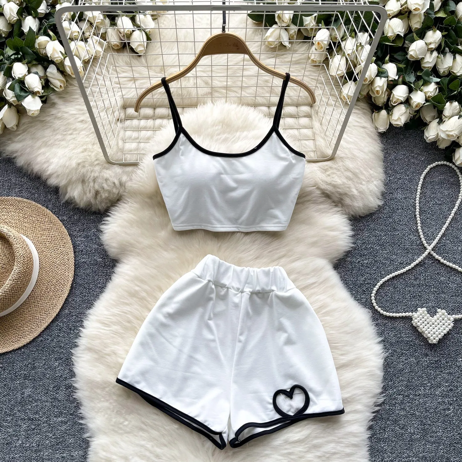 Stretchy Camisole&Shorts Sportswear 2Pcs