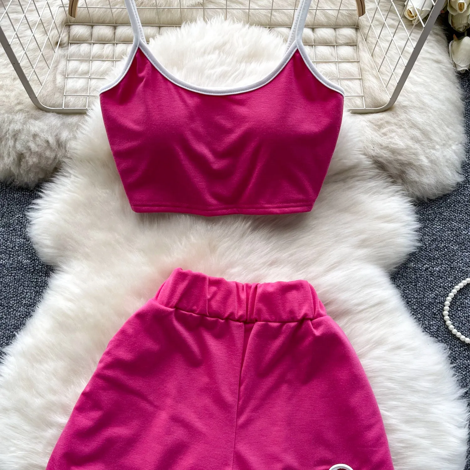 Stretchy Camisole&Shorts Sportswear 2Pcs