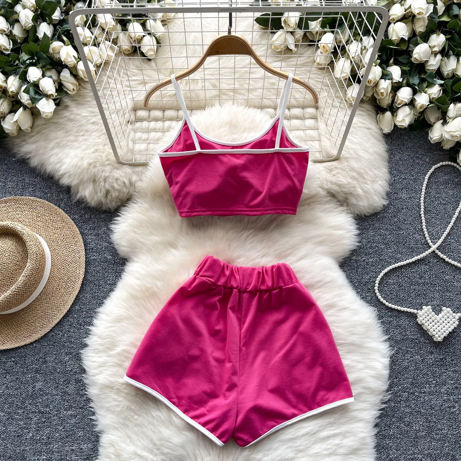 Stretchy Camisole&Shorts Sportswear 2Pcs