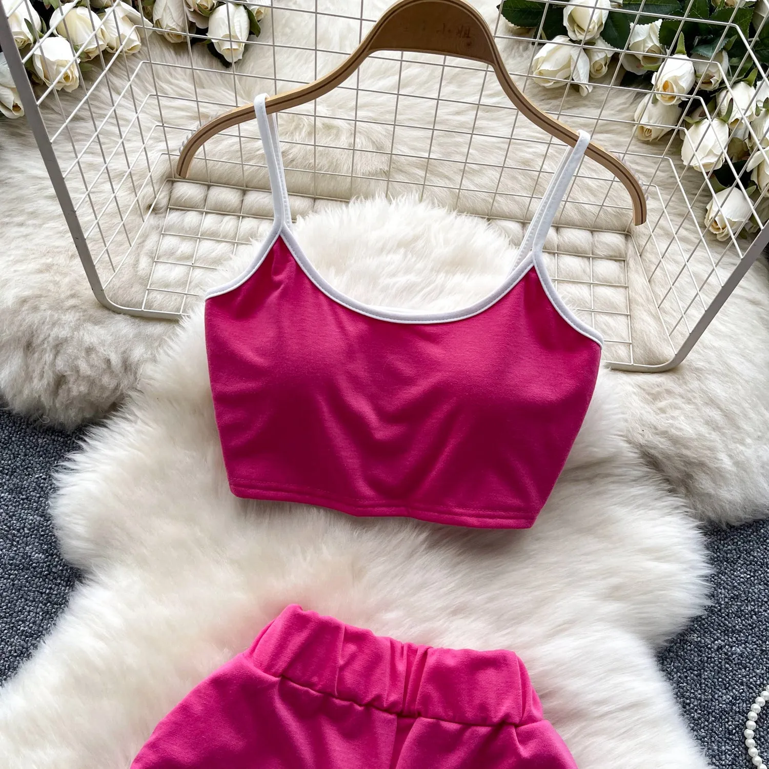 Stretchy Camisole&Shorts Sportswear 2Pcs