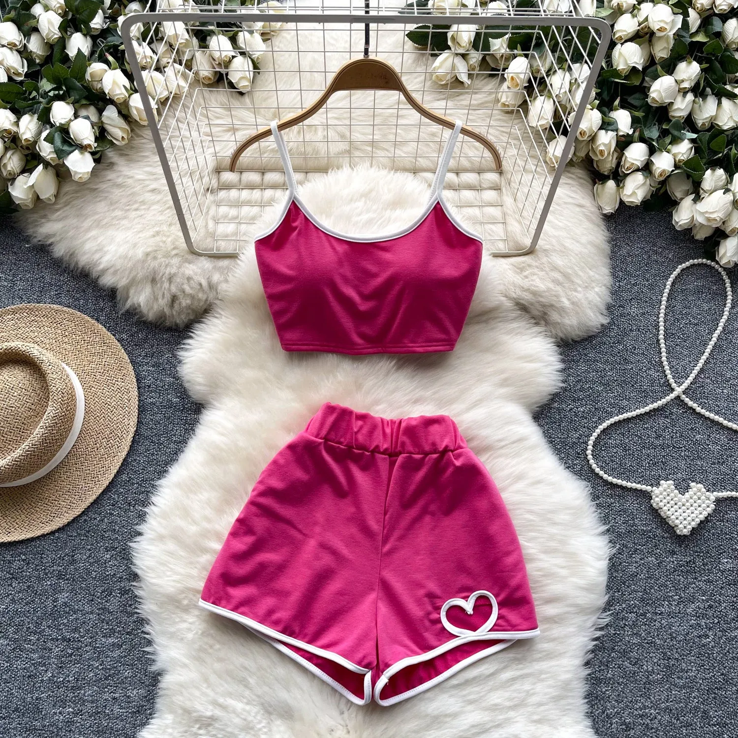 Stretchy Camisole&Shorts Sportswear 2Pcs