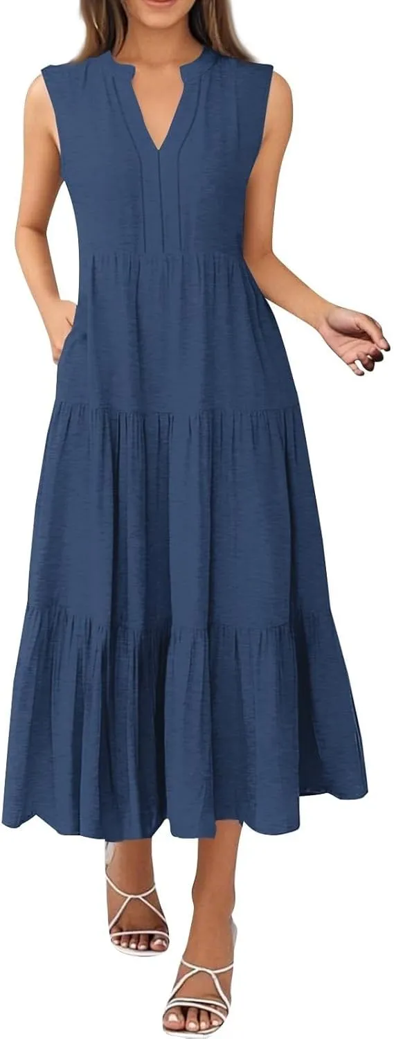 Sundresses for Women Casual Summer Ruffle Sleeve Sweetheart V-Neck Printing Dresses Boho Prom Maxi Short Sleeve Dress
