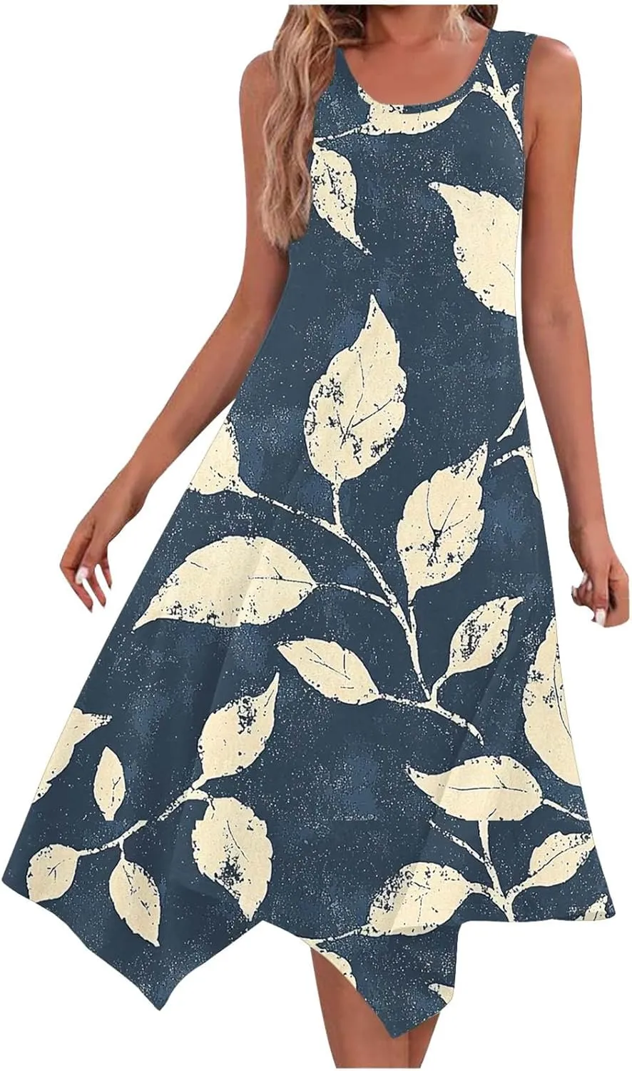 Sundresses for Women Sleeveless Summer Midi Dress Floral A Line Casual Vacation Flowy Dresses Outfits