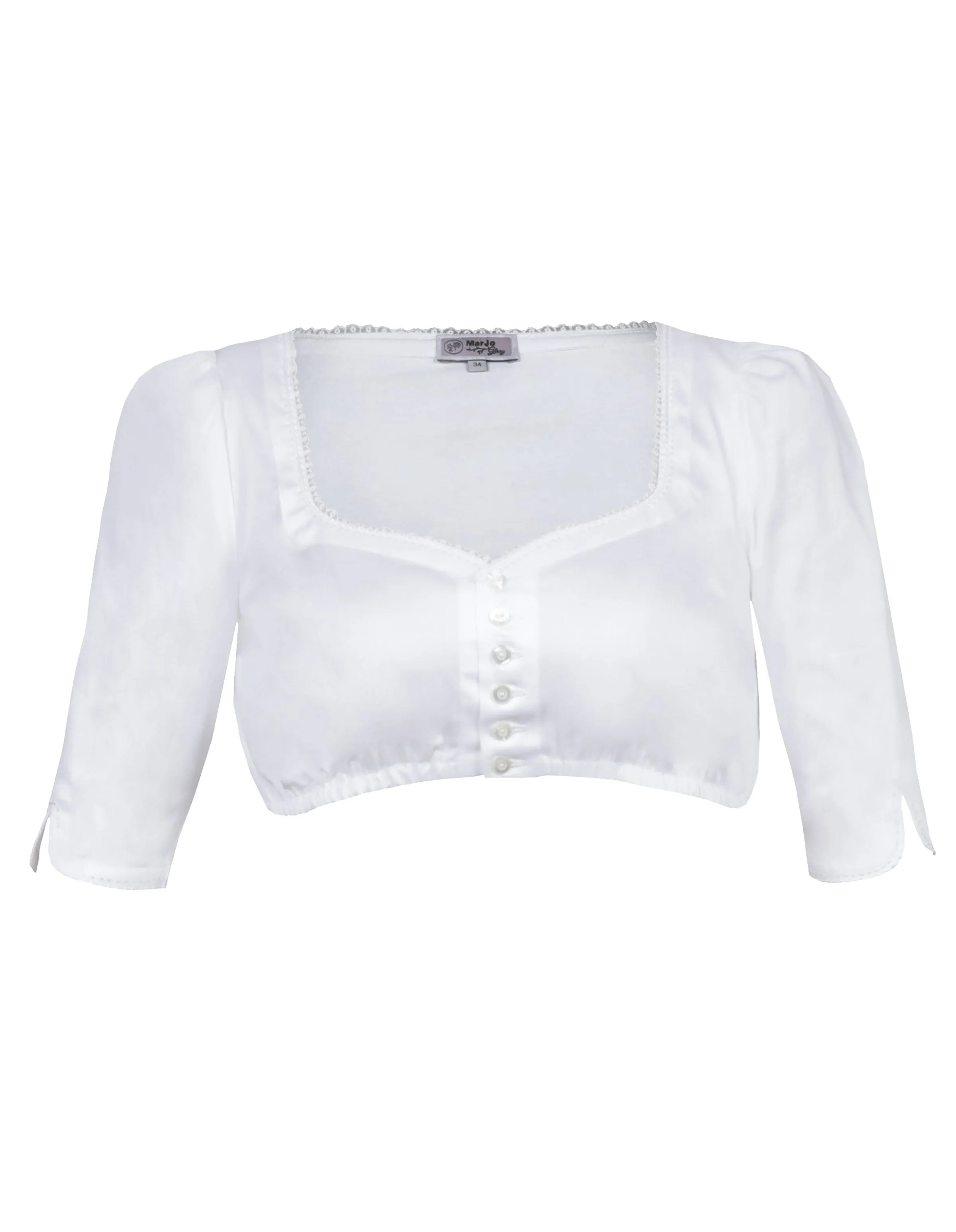 Sweetheart Blouse with Straight Sleeves & Buttons