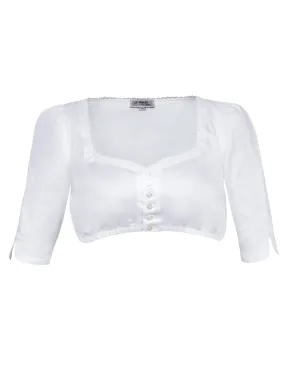Sweetheart Blouse with Straight Sleeves & Buttons