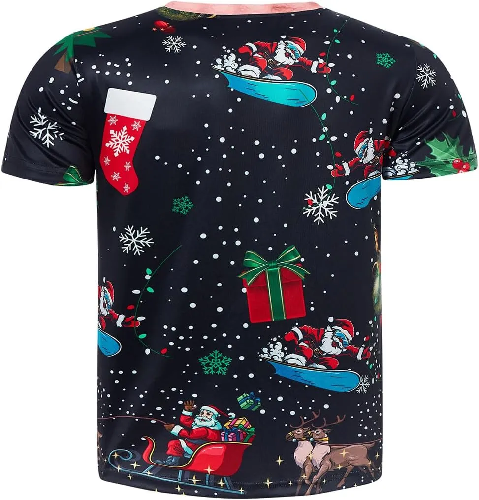 uideazone Men's Ugly Christmas T-Shirts Funny Holiday Short Sleeve Graphic Tees S-XXL