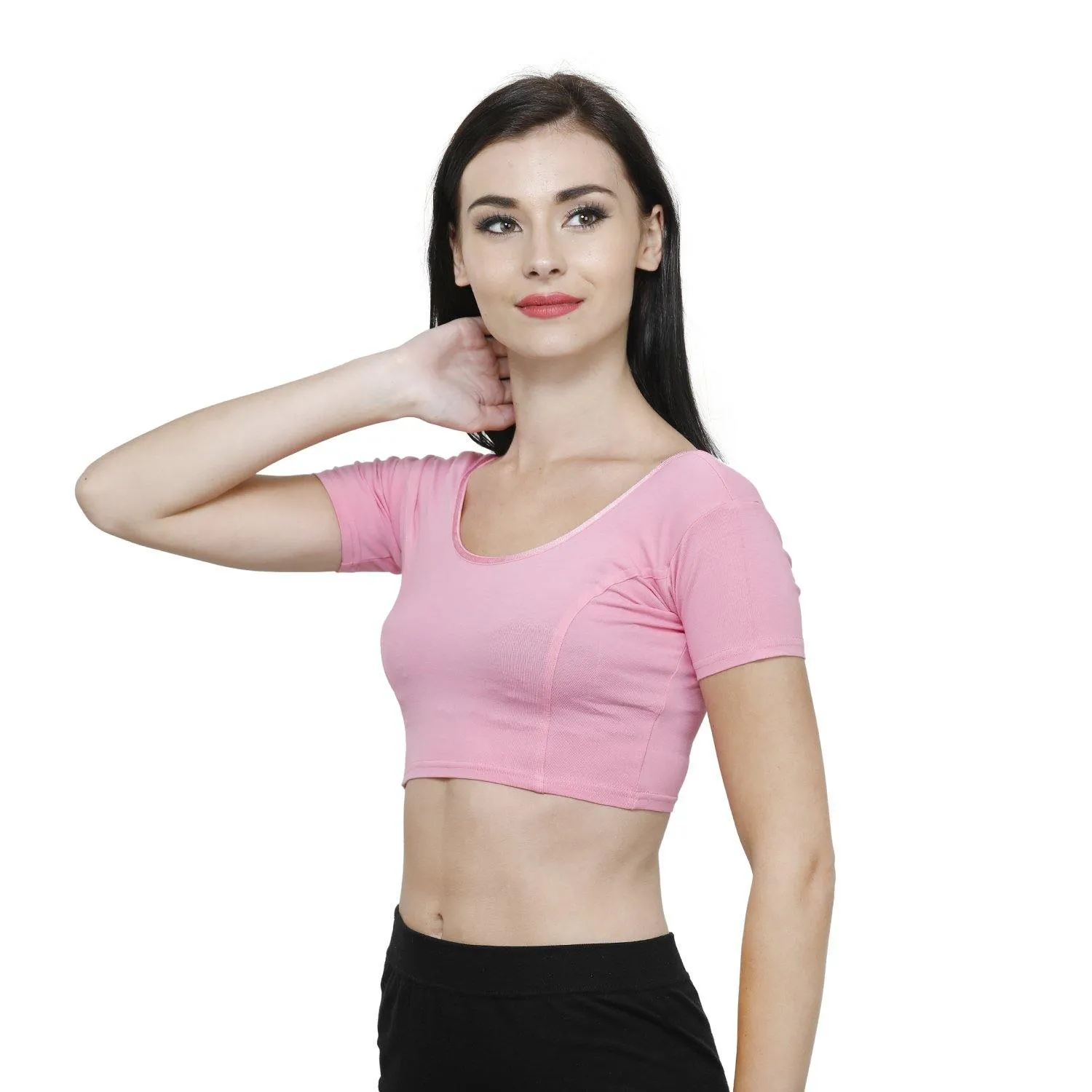 Vami Women's Cotton Stretchable Readymade Blouses - Light Pink