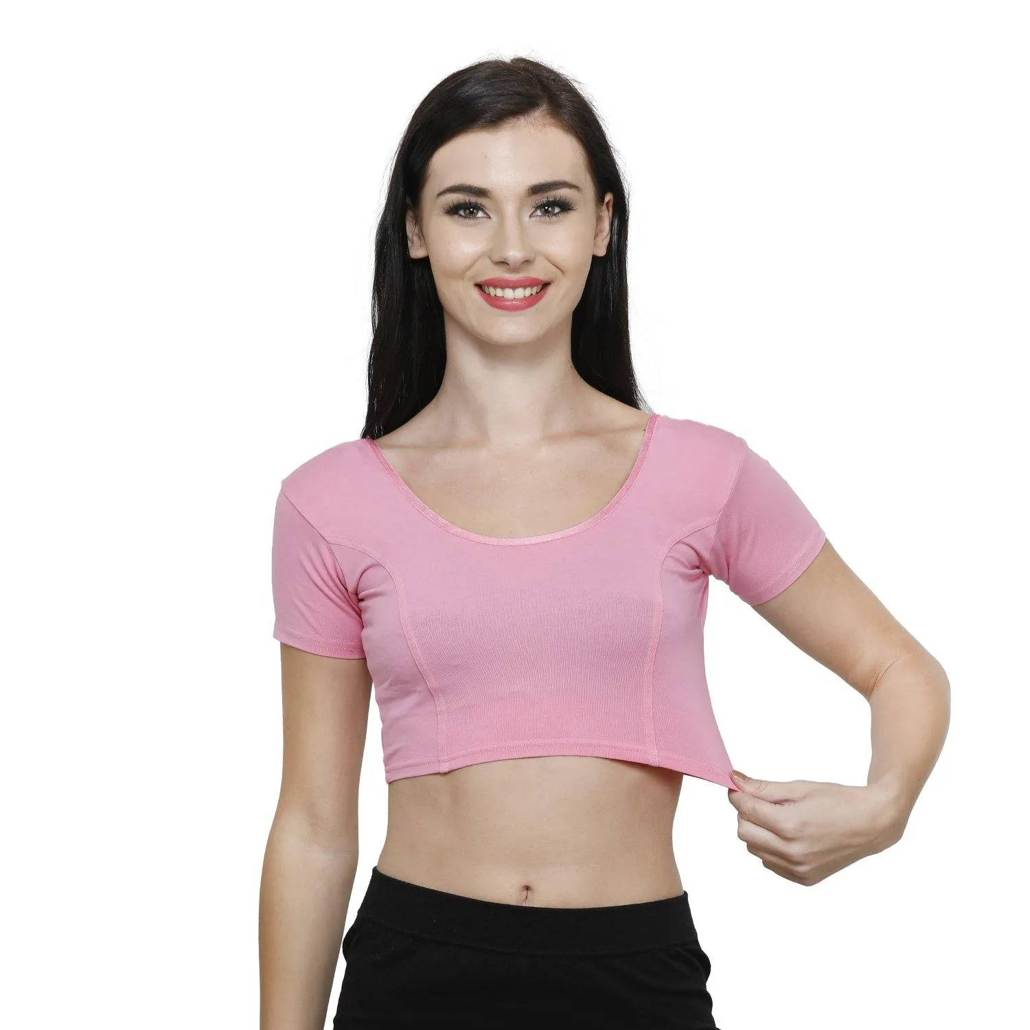 Vami Women's Cotton Stretchable Readymade Blouses - Light Pink