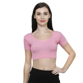 Vami Women's Cotton Stretchable Readymade Blouses - Light Pink