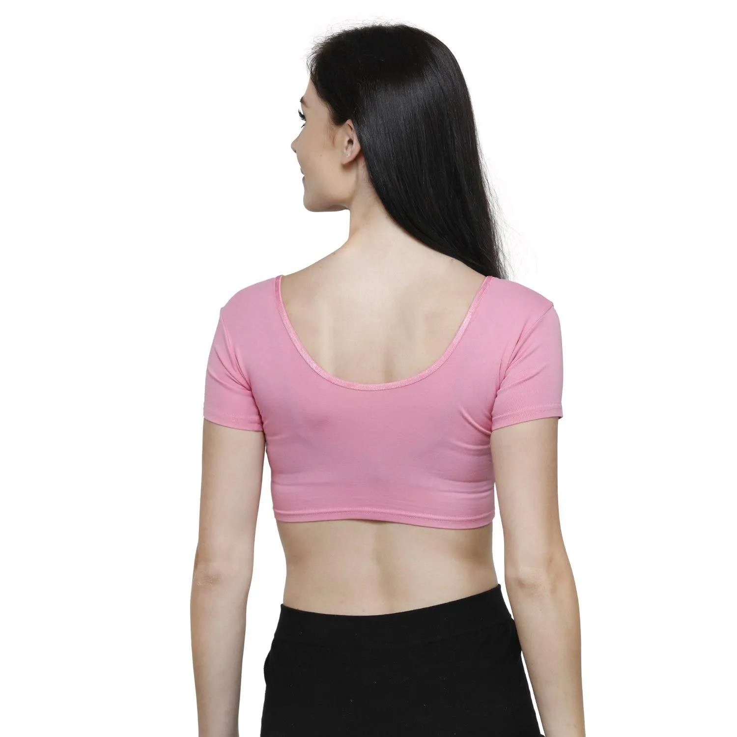 Vami Women's Cotton Stretchable Readymade Blouses - Light Pink