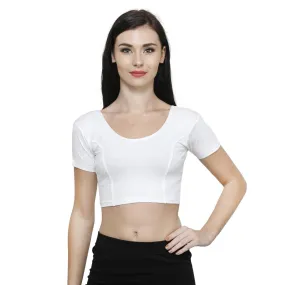 Vami Women's Cotton Stretchable Readymade Blouses - White