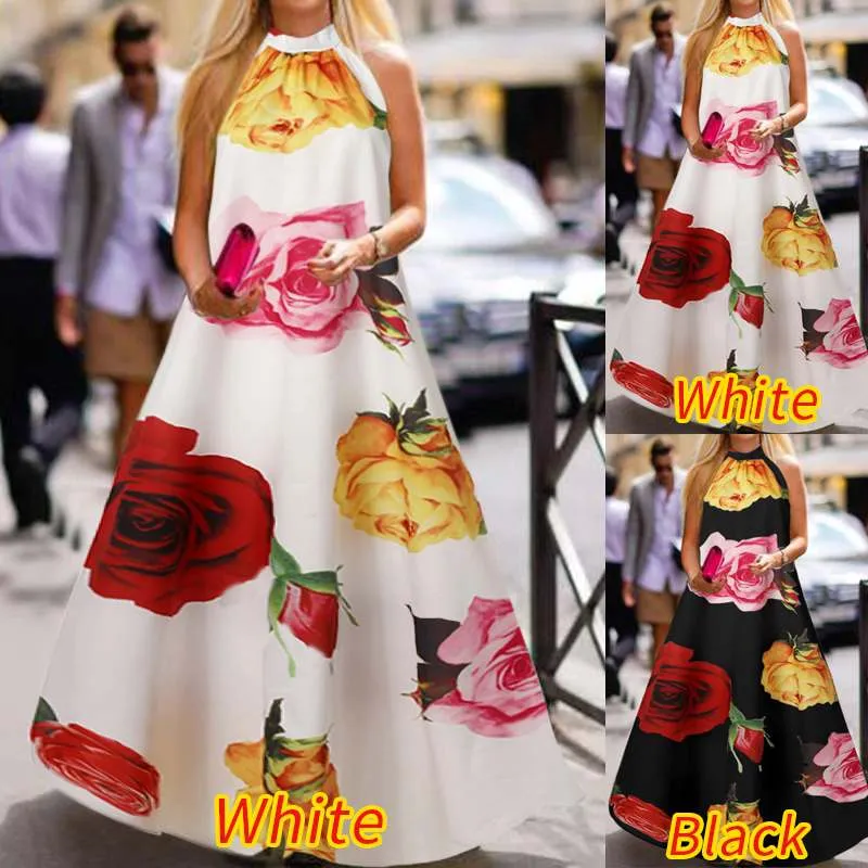 Vintage Floral Print Halter Sundress