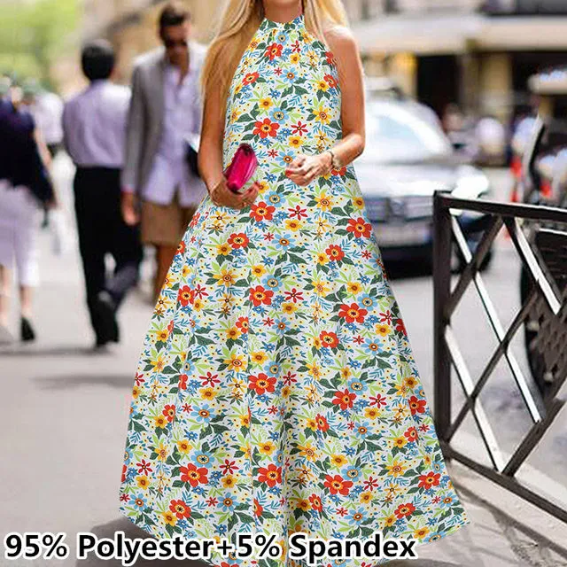 Vintage Floral Print Halter Sundress