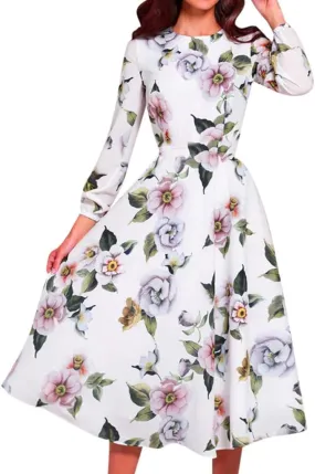 Women Printing A-line Elegant Ruffles Dress, V-Neck Comfortable Lightweight regular T-shirt Blouse