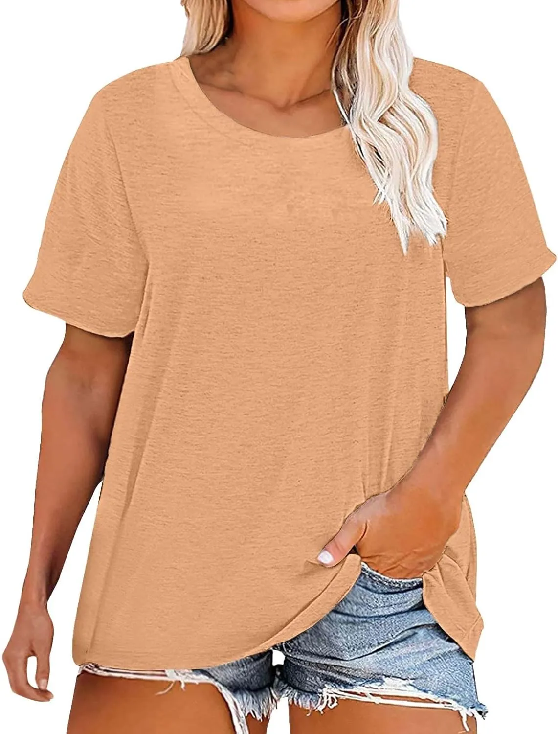 Women Short Sleeve Oversize Shirts Causal Loose Tops Summer Fashion Baggy Solid Soft Gym Clothes Beach Outfits 2025