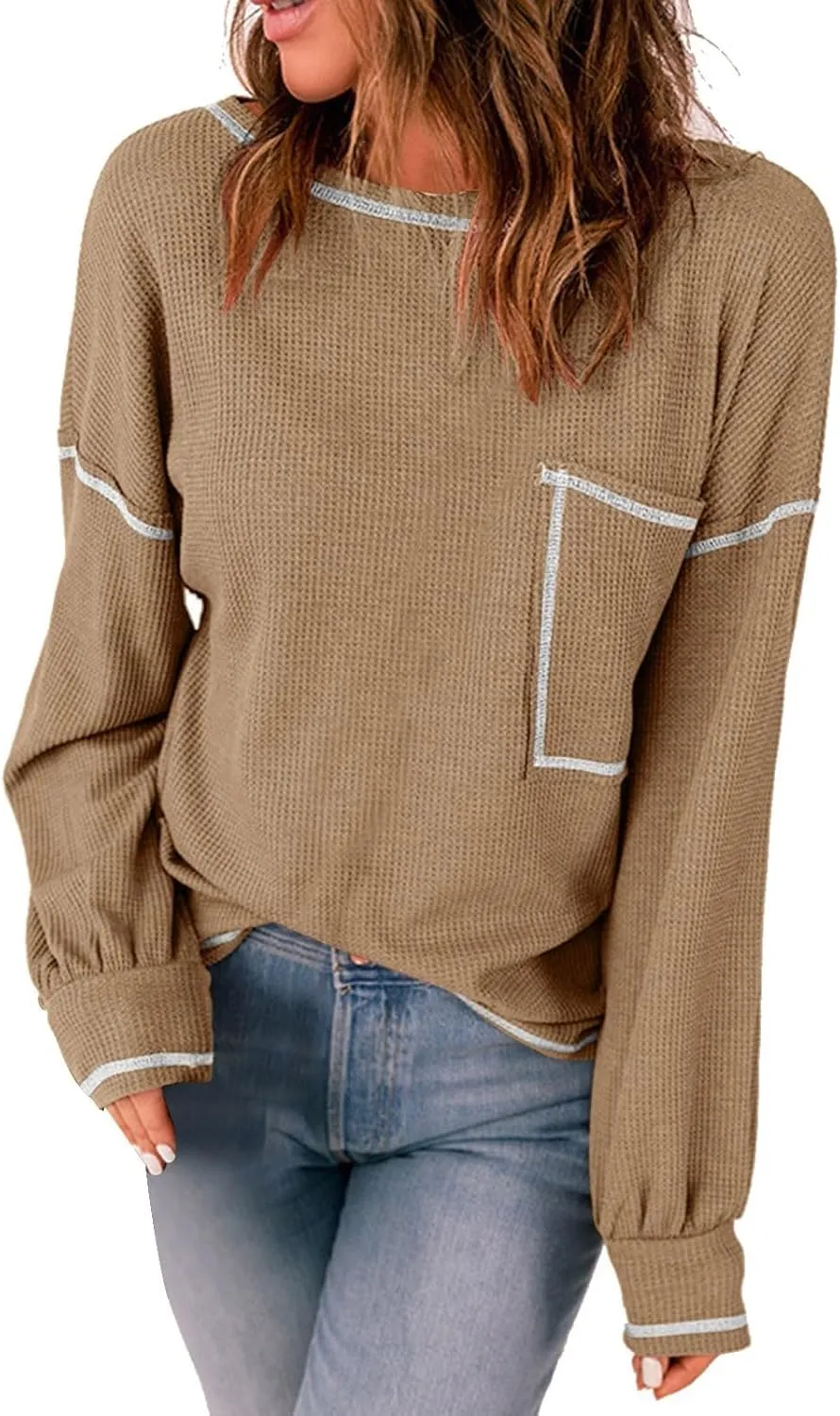 Women's Casual Oversized Sweaters Loose Soft Chunky Knit Long Batwing Sleeve Pullover Sweater Outfit Sweatshirts Tops