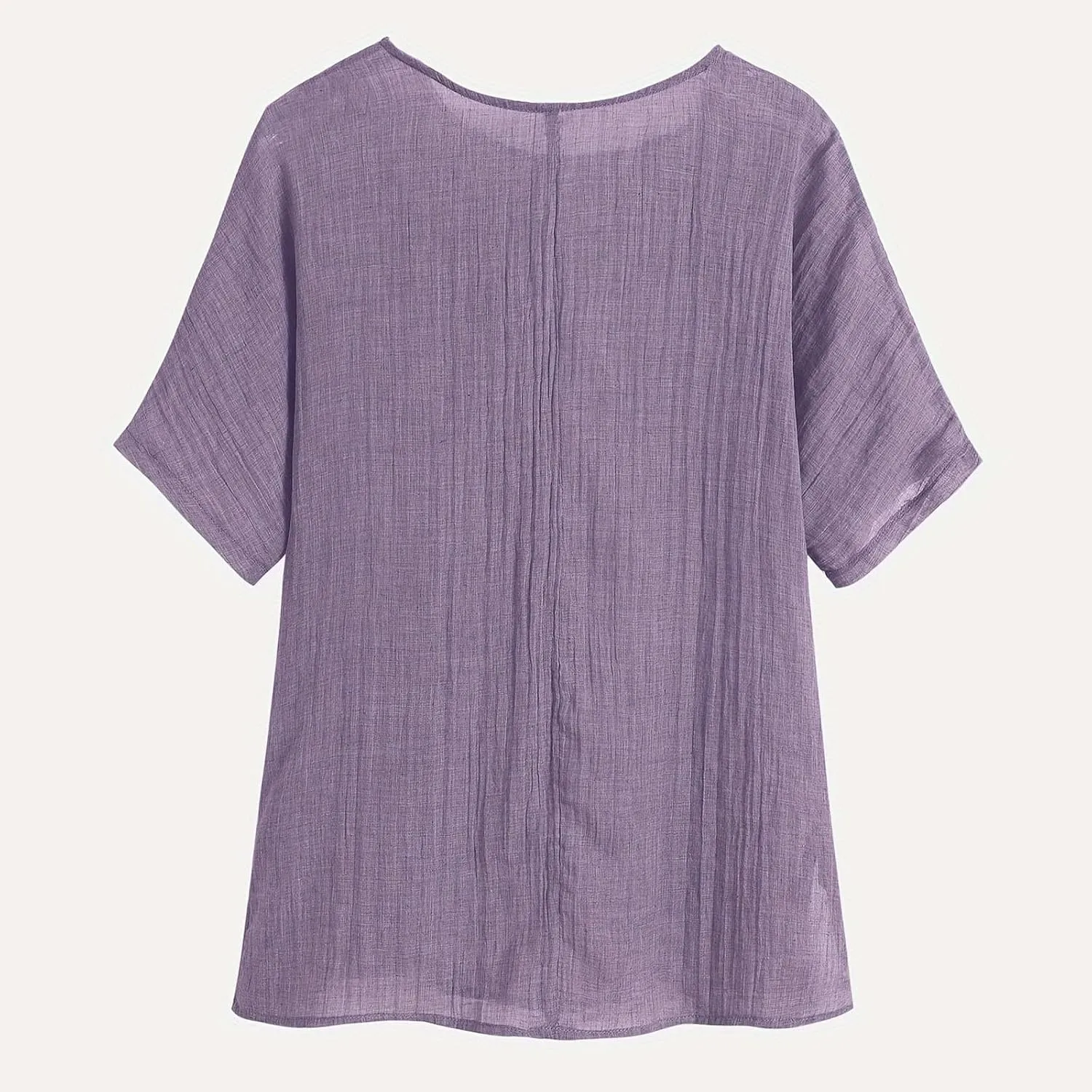 Women's Casual Summer Tops Cotton Linen Short Sleeve Shirts Fashion Print Round Neck T-Shirt Loose Soft Comfy Blouses