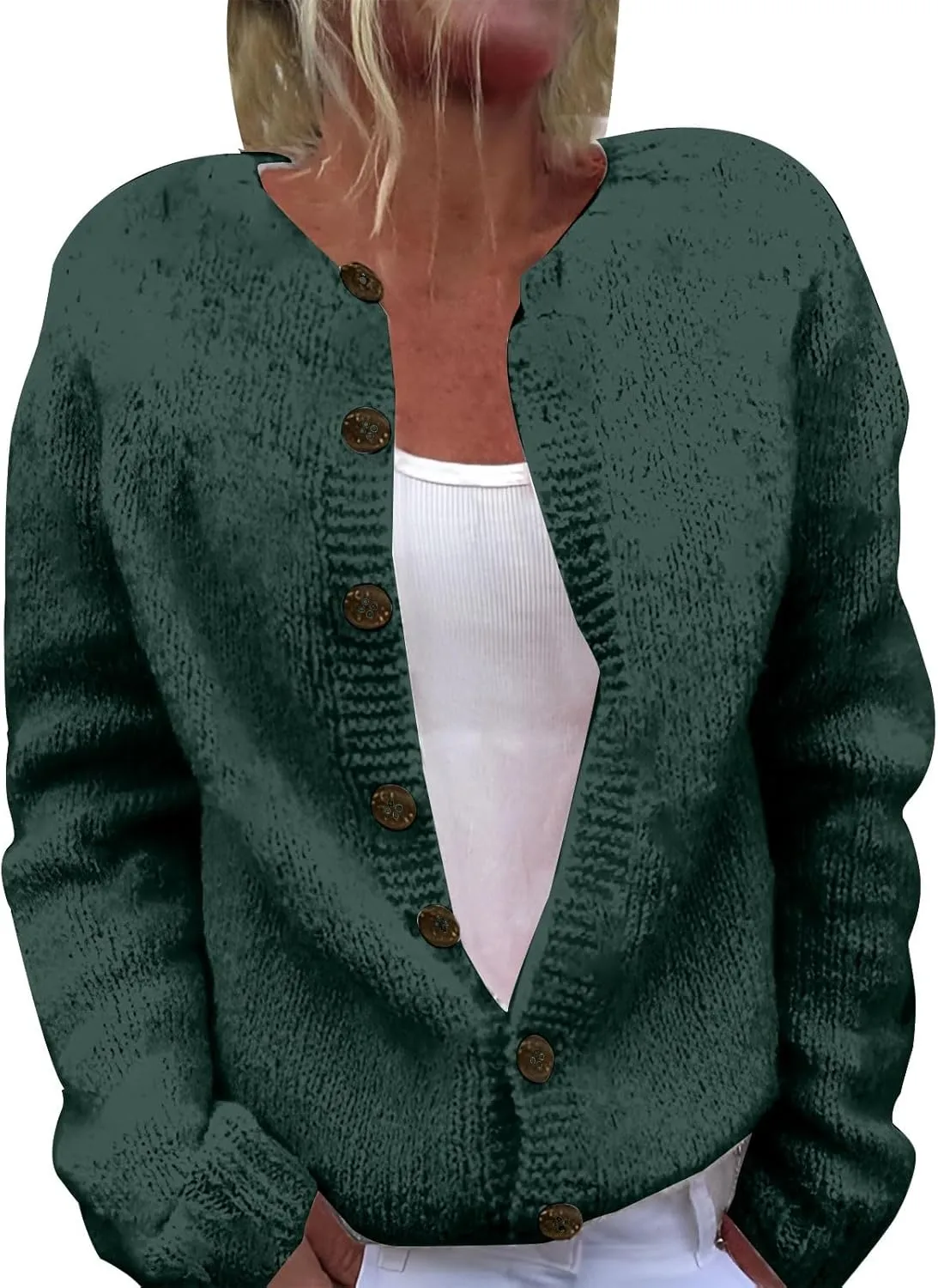 Womens Fall Cardigan Button Down Sweaters Casual Long Sleeve Ribbed Knit Outwear Coats Trendy Soft Solid Color Jacket