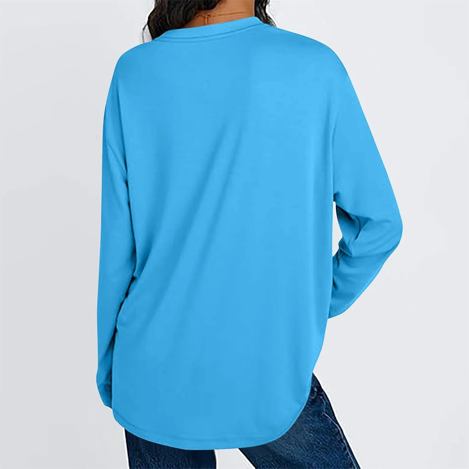 Womens Oversized Long Sleeve T Shirts Basic Crewneck Tee Fall Tops Solid Comfortable Workout Fashion Casual Clothes